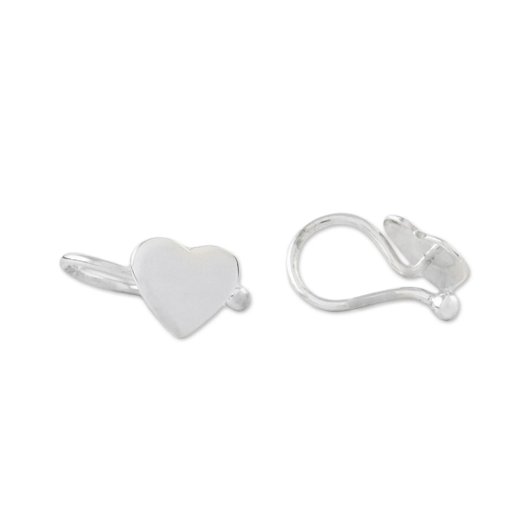 Petite Hearts Handcrafted Sterling Silver Heart Ear Cuffs from Thailand - Image 5