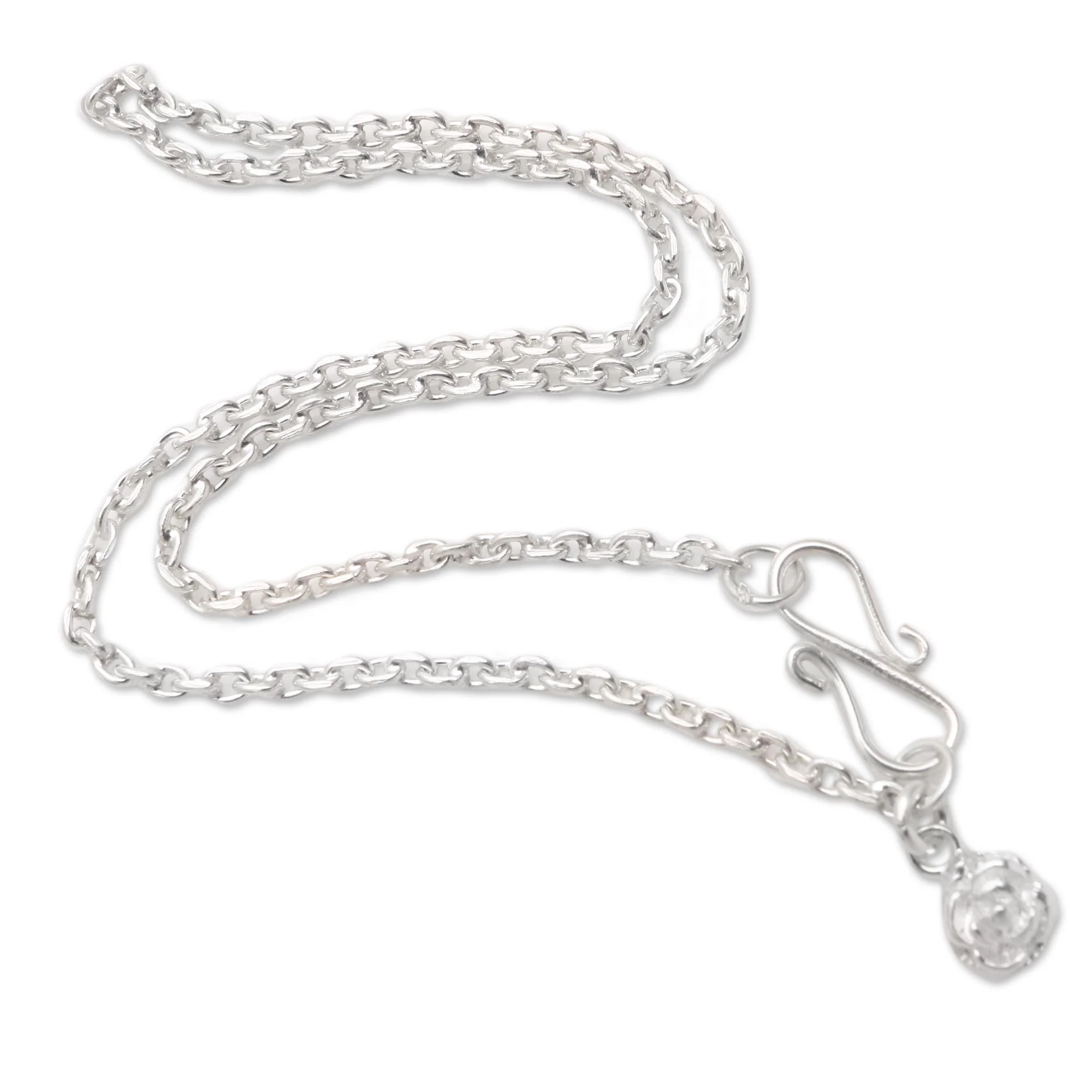 Petite Rose Petite Rose Charm Sterling Silver Cable Chain Anklet - Image 4