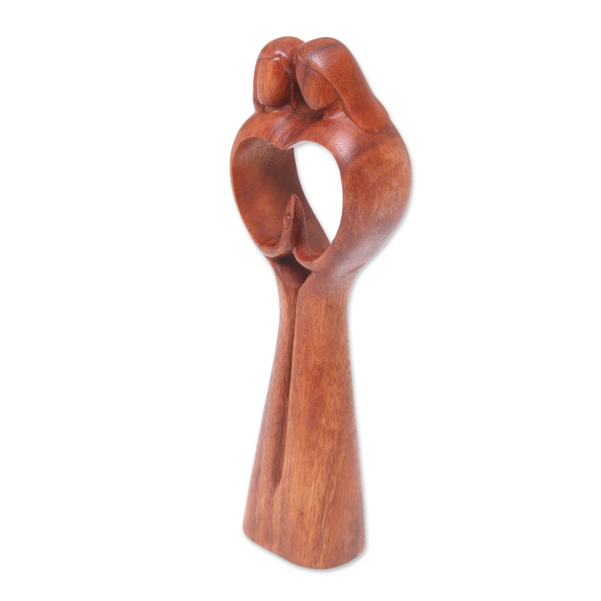 Piece of Me Hand-Carved Couple Family Love Suar Wood Heart Sculpture - Image 4