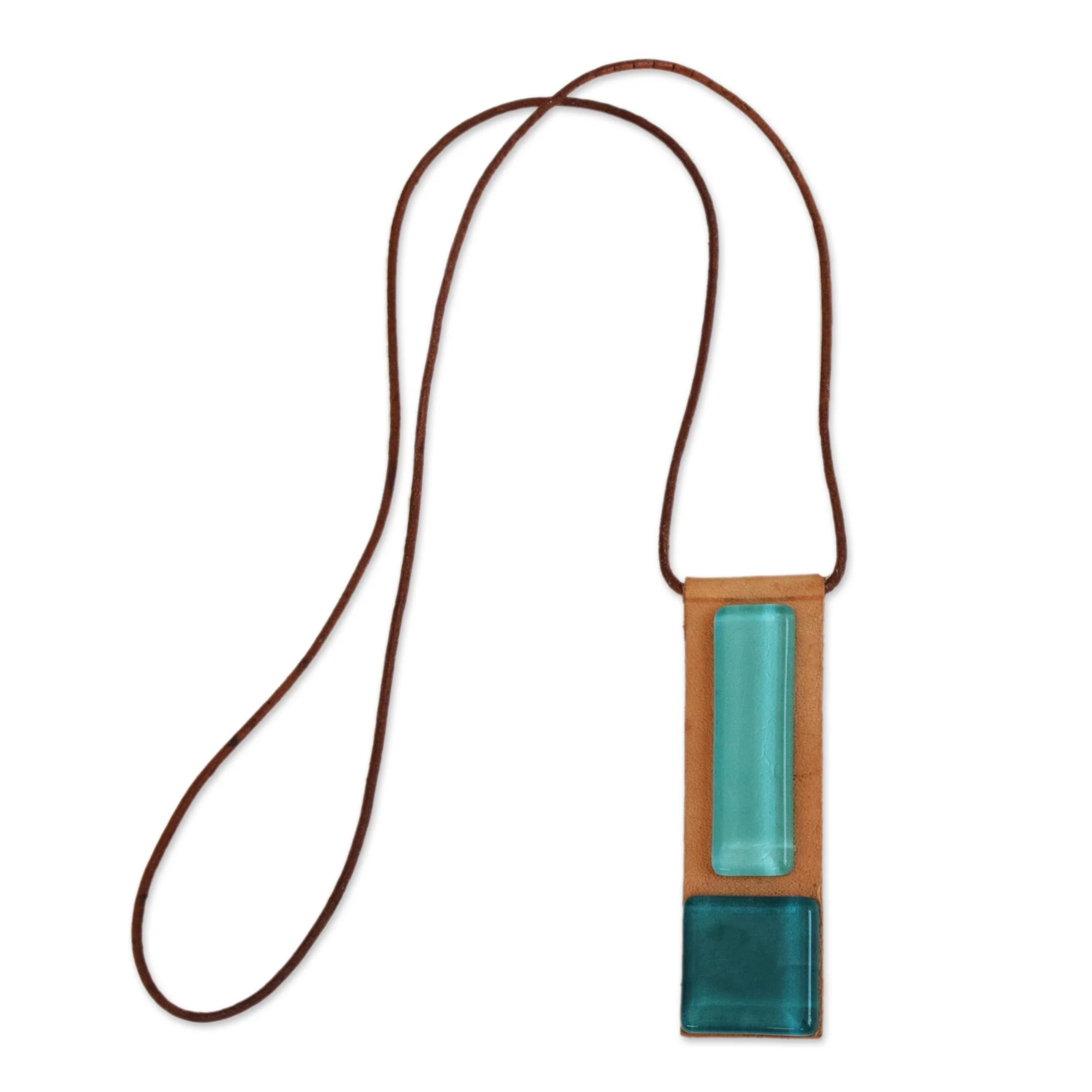 Pieces of the Sea Fused Glass and Leather Necklace - Image 5