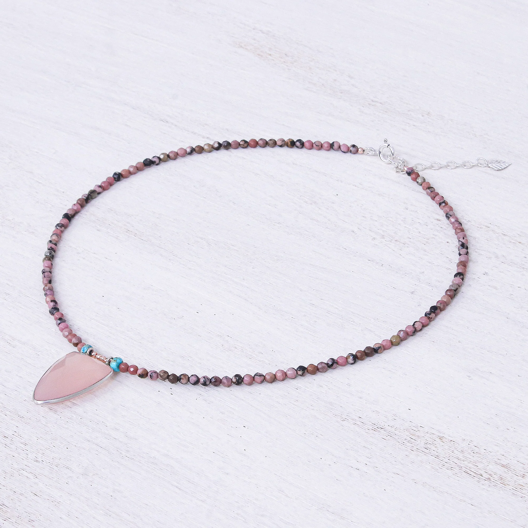 Pink Chill Rose Gold-Plated Rhodonite and Chalcedony Pendant Necklace - Image 5