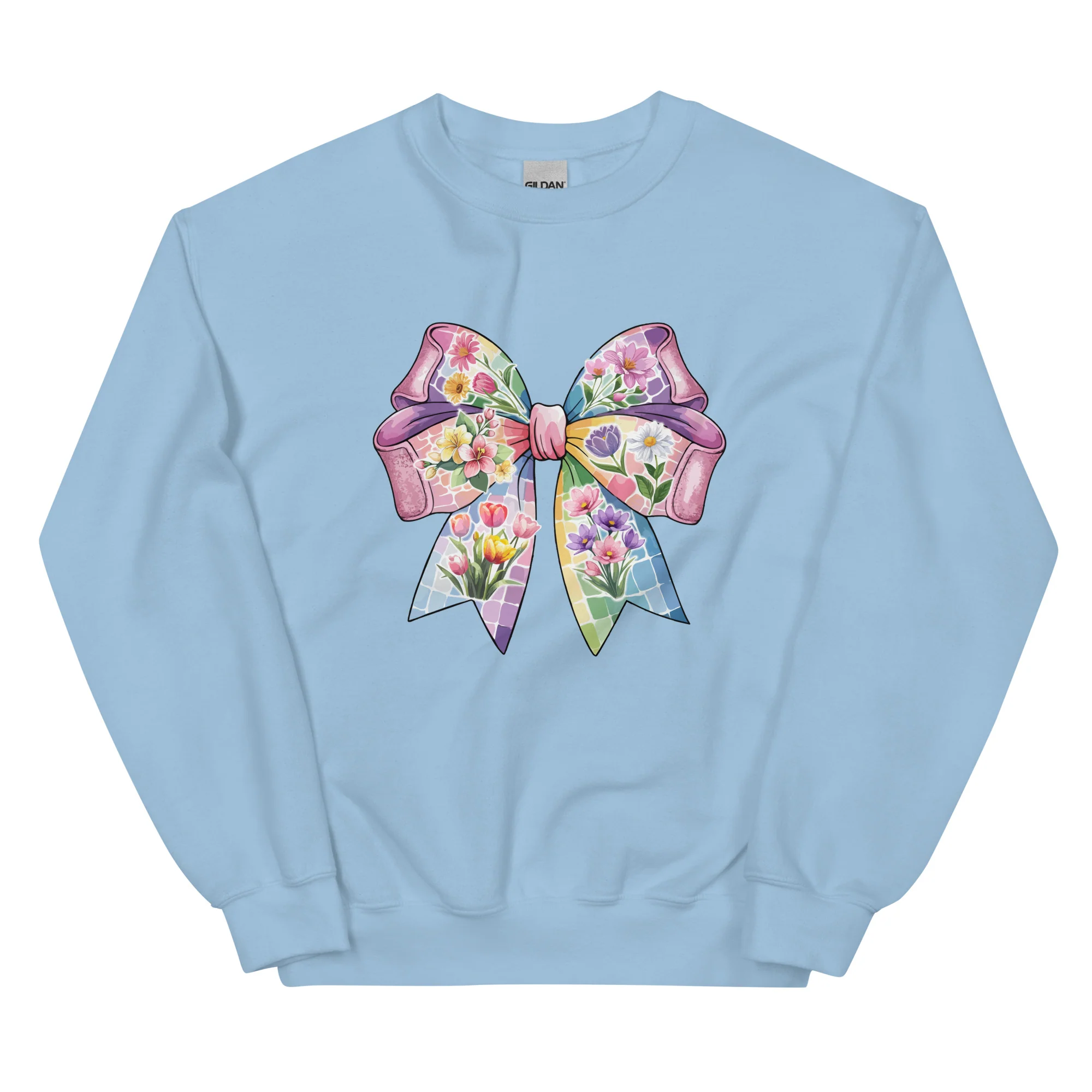 Pink Flower Springtime Bow Crewneck Sweatshirt