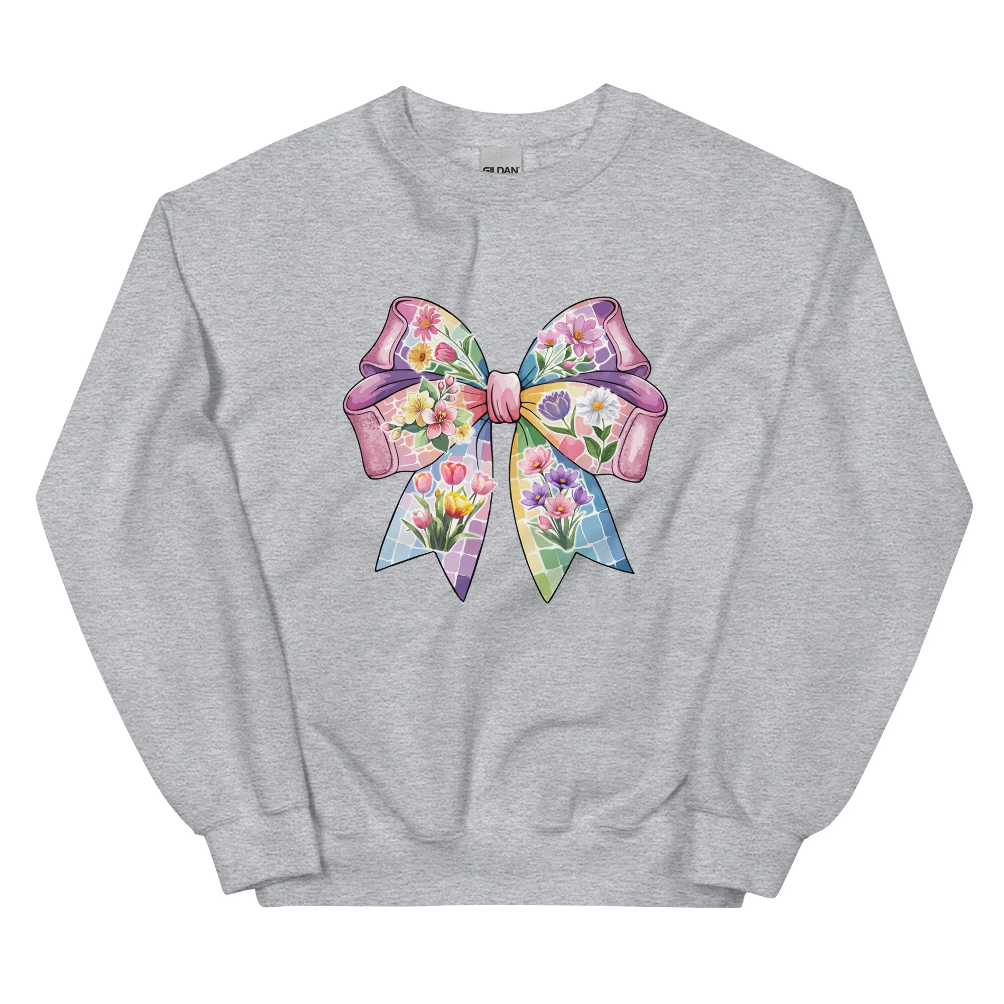 Pink Flower Springtime Bow Crewneck Sweatshirt - Image 11