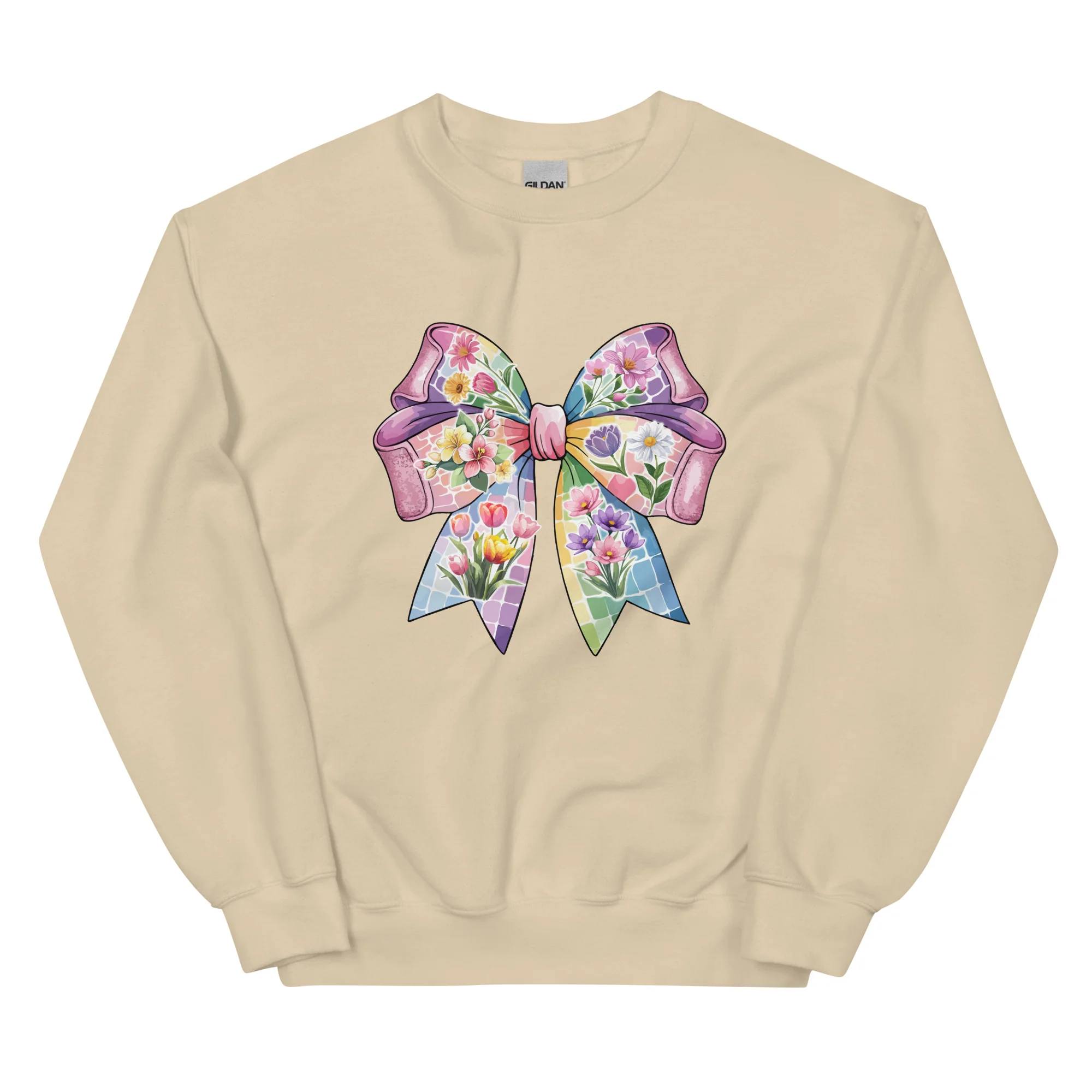 Pink Flower Springtime Bow Crewneck Sweatshirt - Image 12