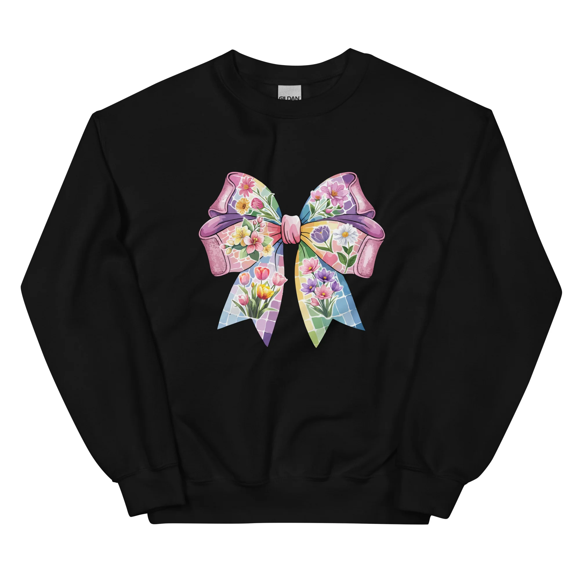 Pink Flower Springtime Bow Crewneck Sweatshirt - Image 3