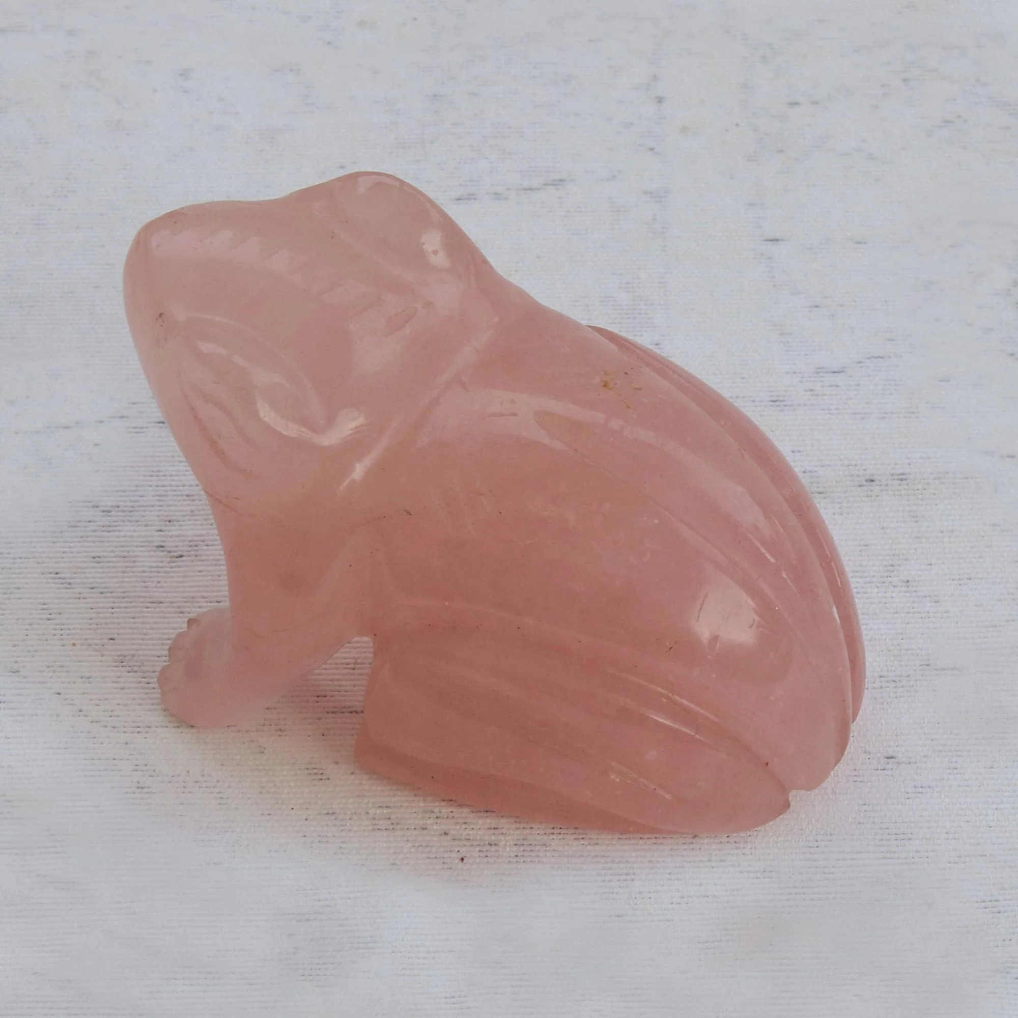 Pink Gemstone Frog Hand-Carved Pink Quartz Frog Figurine from Brazil - Image 5