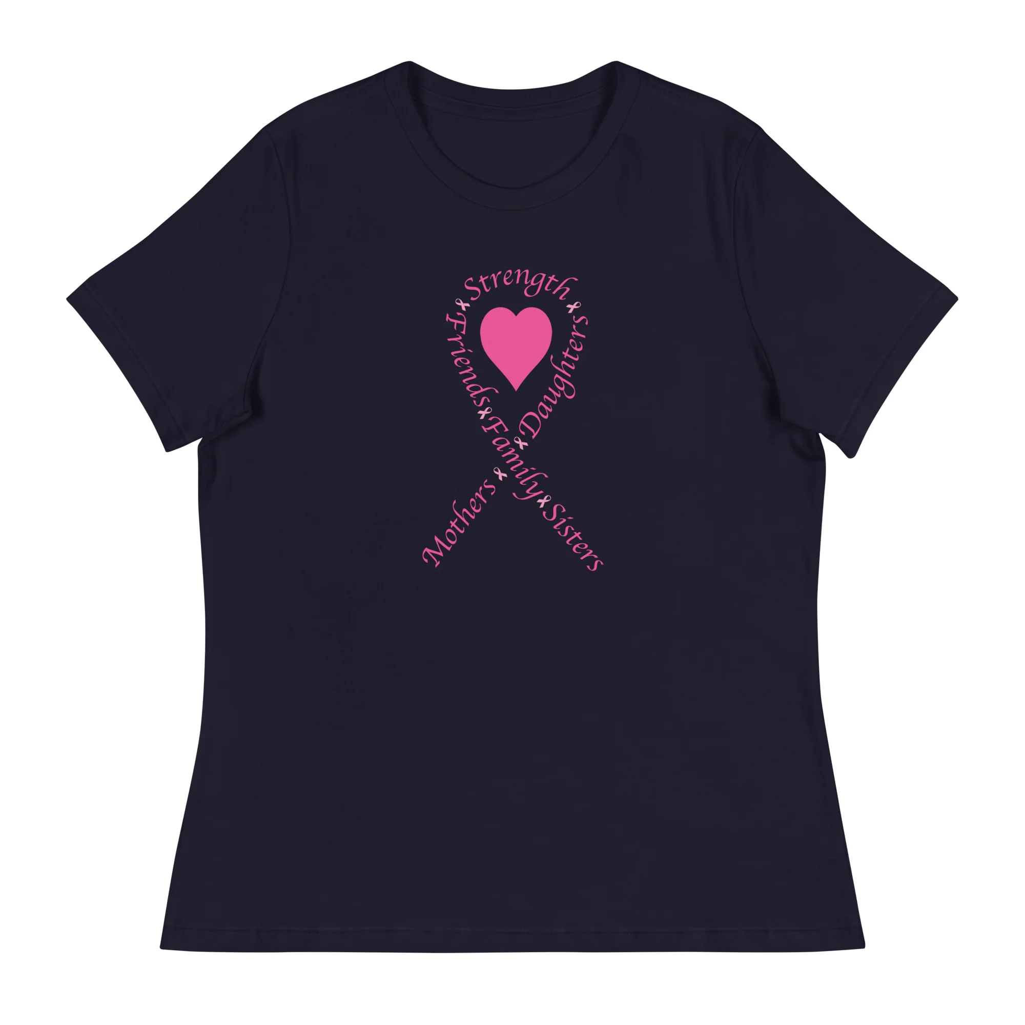 Pink Heart Ribbon Women's Relaxed T-Shirt - Image 3