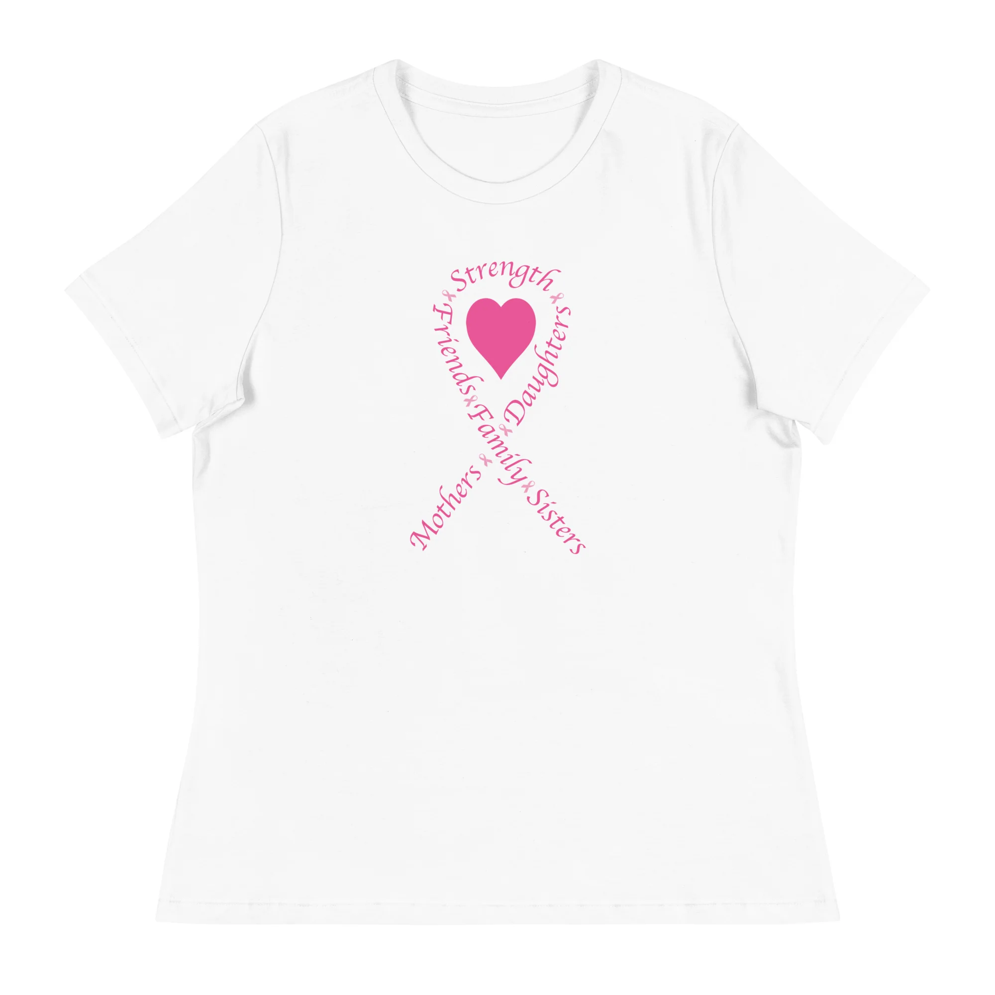 Pink Heart Ribbon Women's Relaxed T-Shirt - Image 7