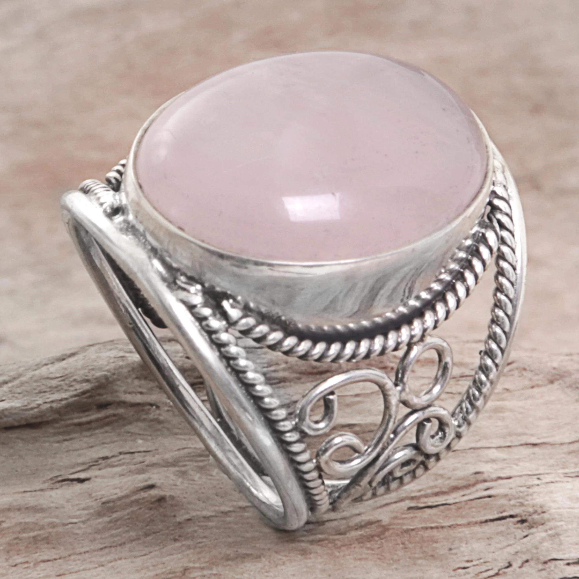Pink Moon Hand Crafted Sterling Silver Ring from Indonesia