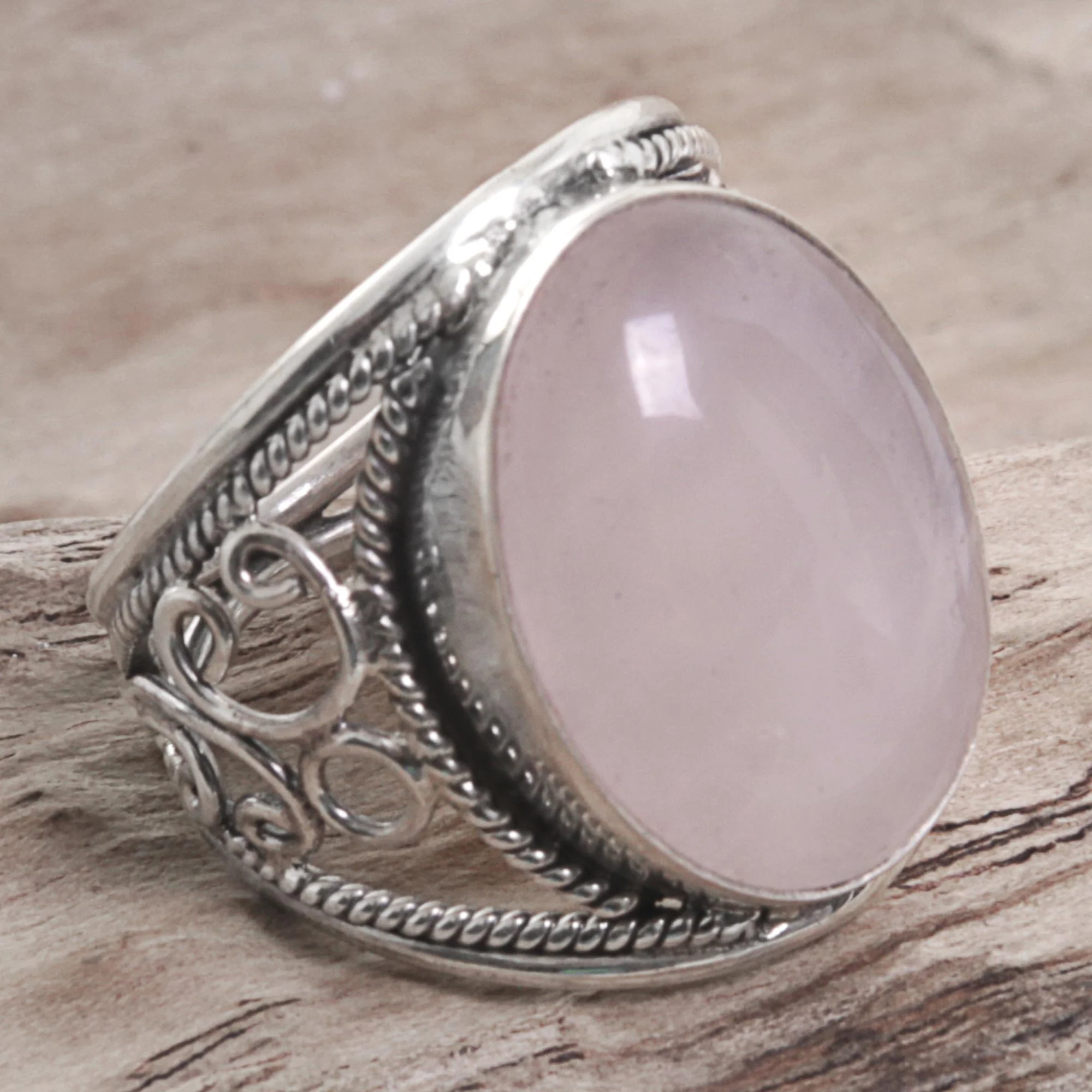 Pink Moon Hand Crafted Sterling Silver Ring from Indonesia - Image 3