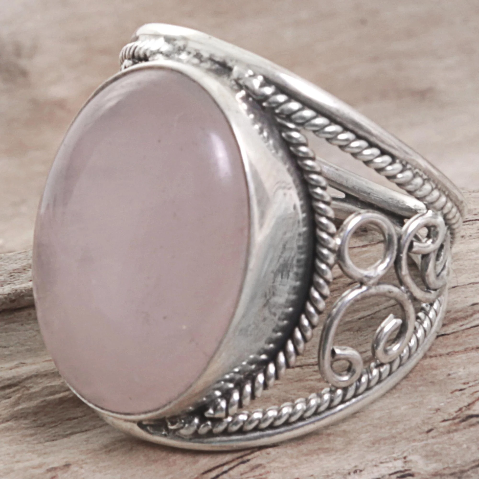 Pink Moon Hand Crafted Sterling Silver Ring from Indonesia - Image 4