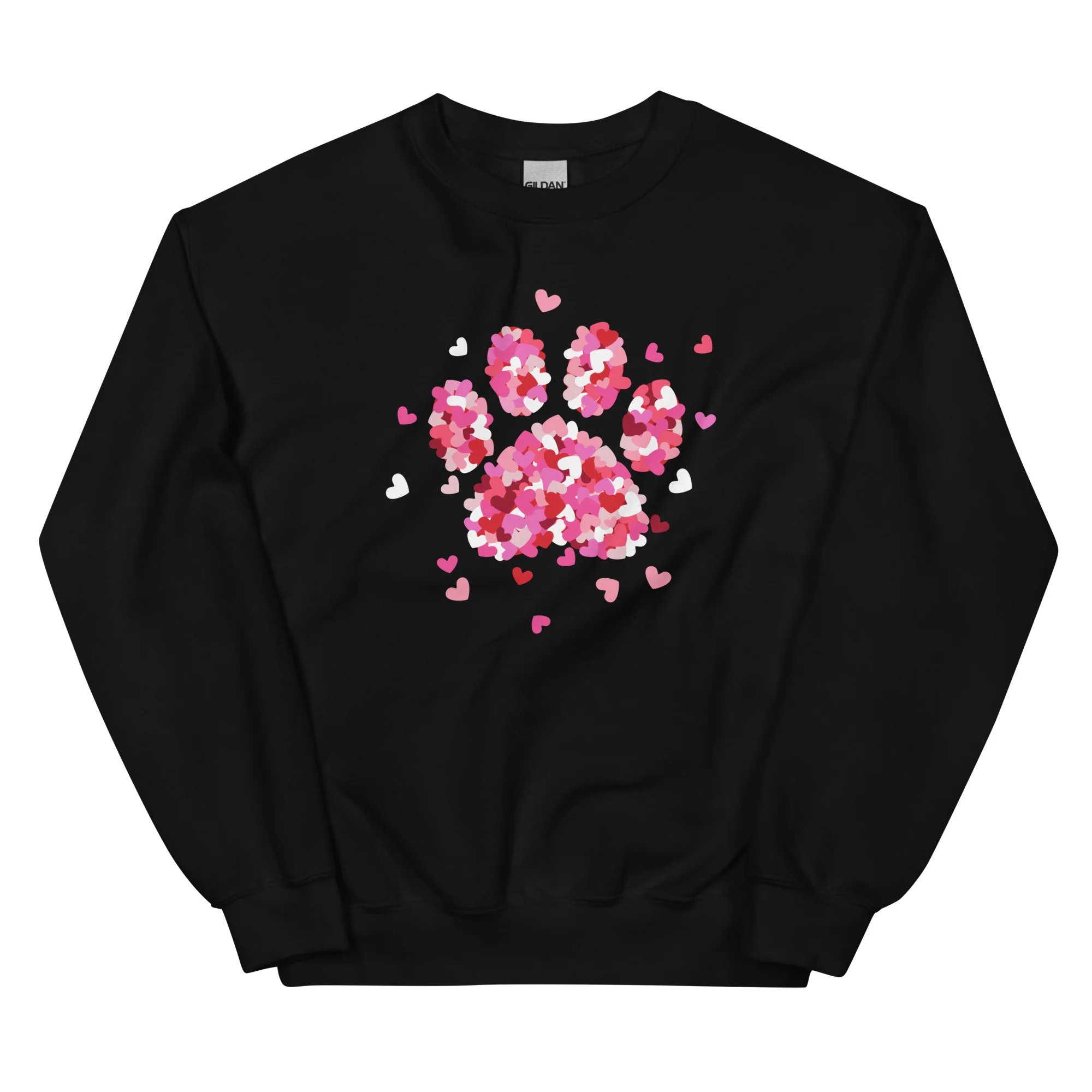 Pink Paw Print of Hearts Crewneck Sweatshirt - Image 3
