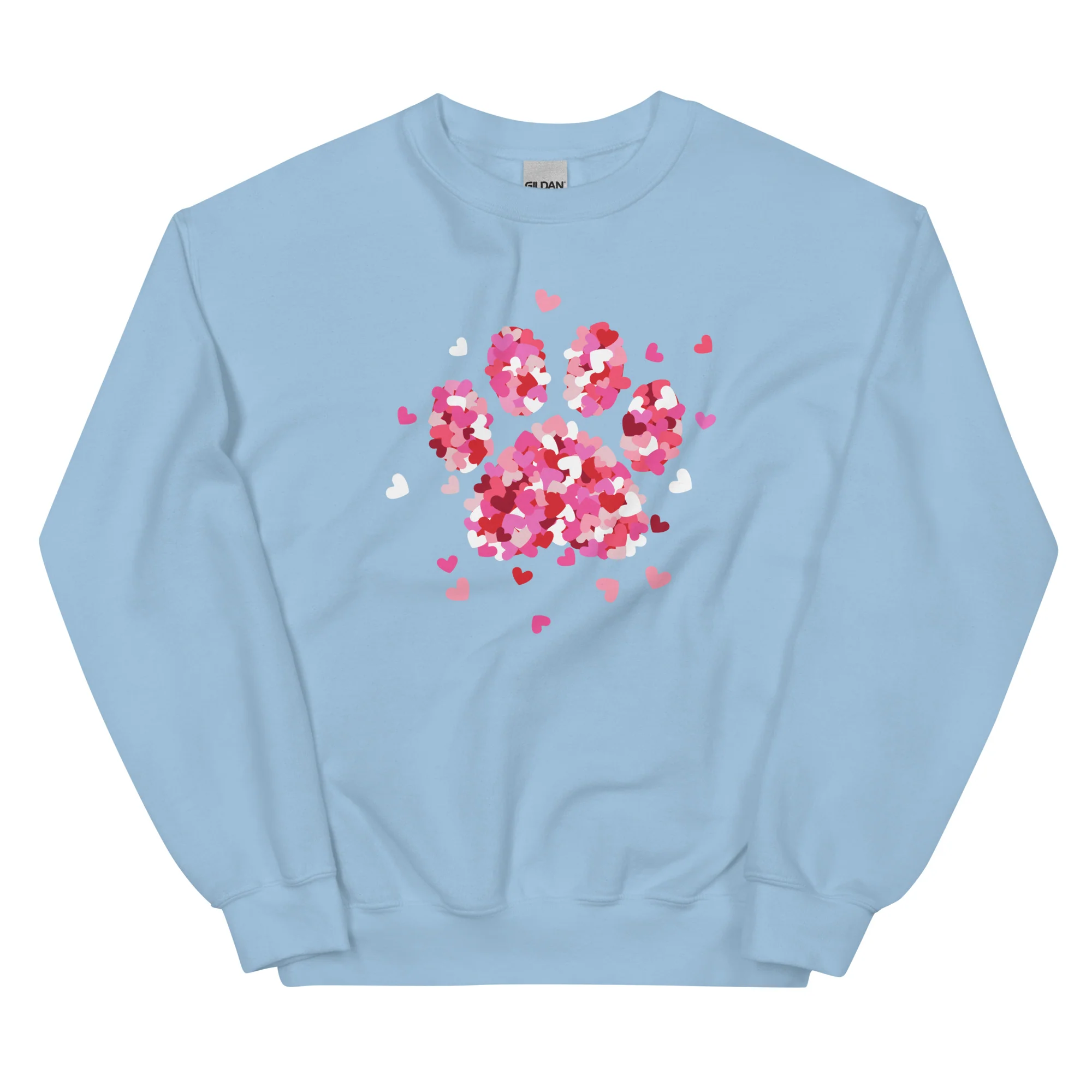 Pink Paw Print of Hearts Crewneck Sweatshirt - Image 6