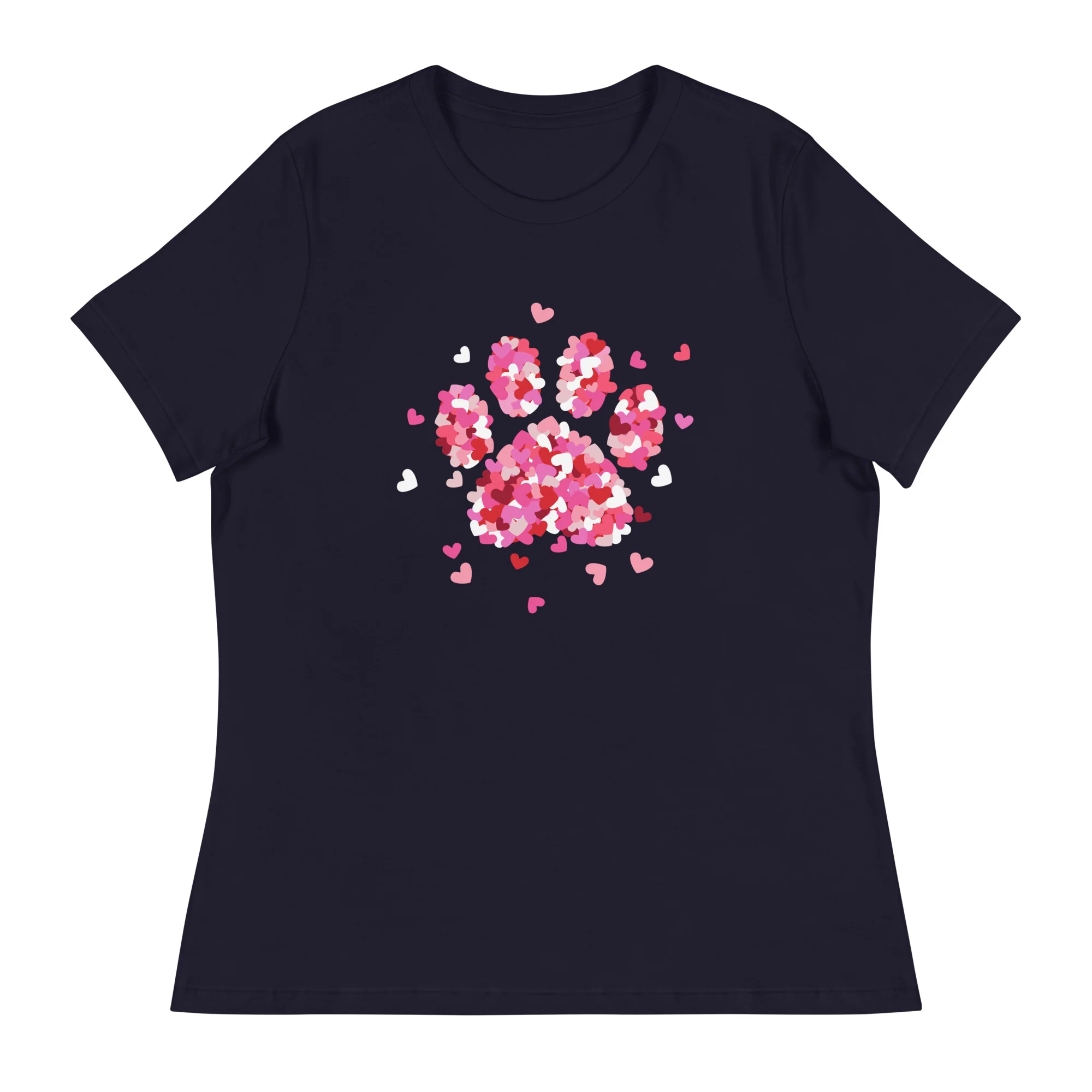 Pink Paw Print of Hearts Women's Relaxed T-Shirt - Image 3