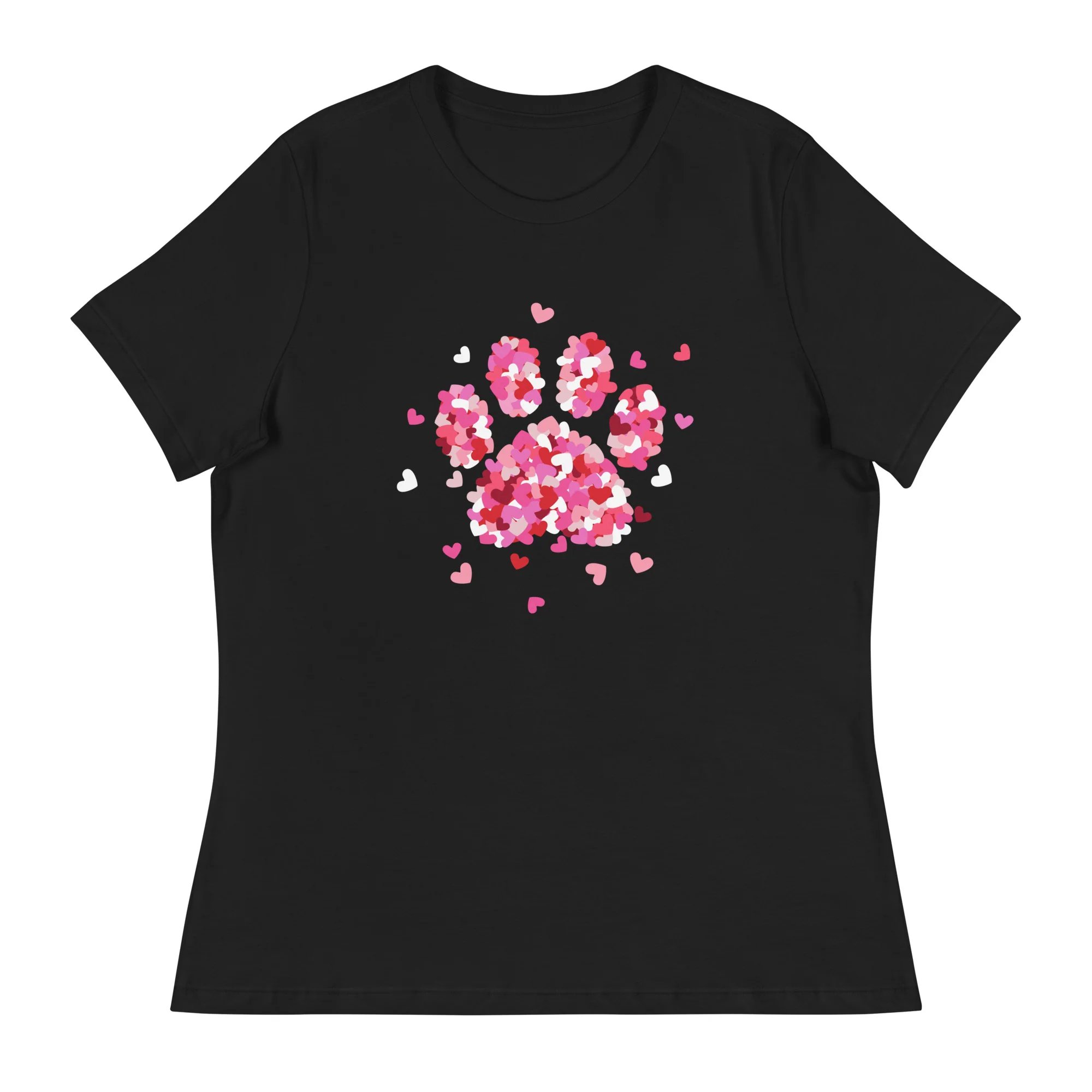 Pink Paw Print of Hearts Women's Relaxed T-Shirt - Image 4