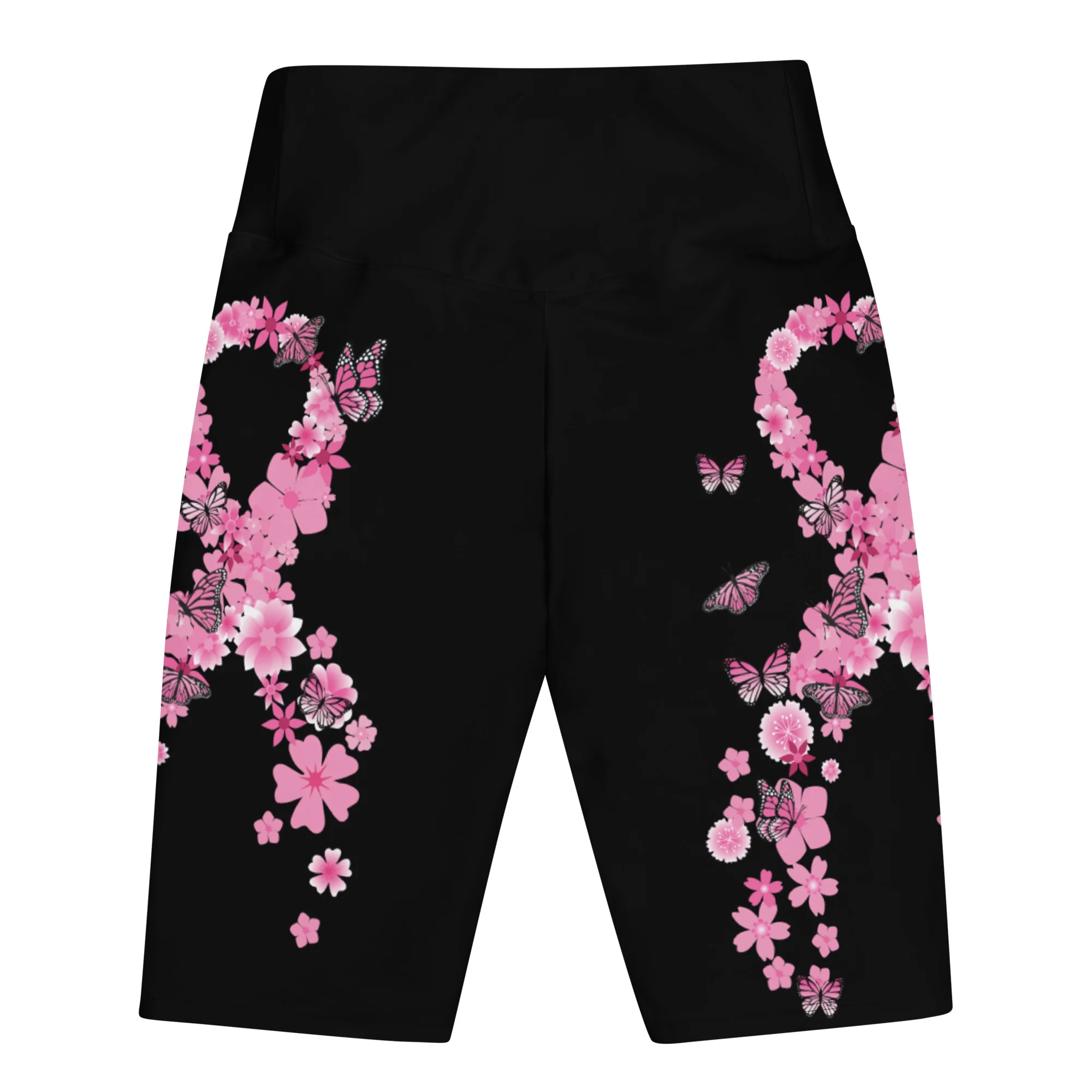 Pink Ribbon Butterflies Take Flight Biker Shorts - Image 2