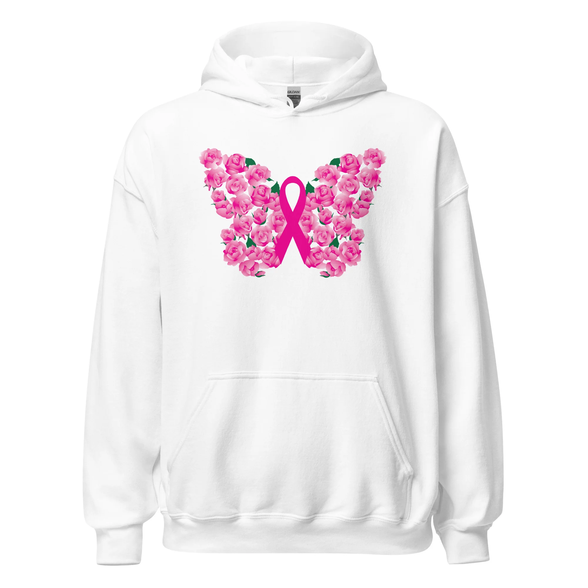 Pink Ribbon Floral Butterfly Hoodie - Image 10