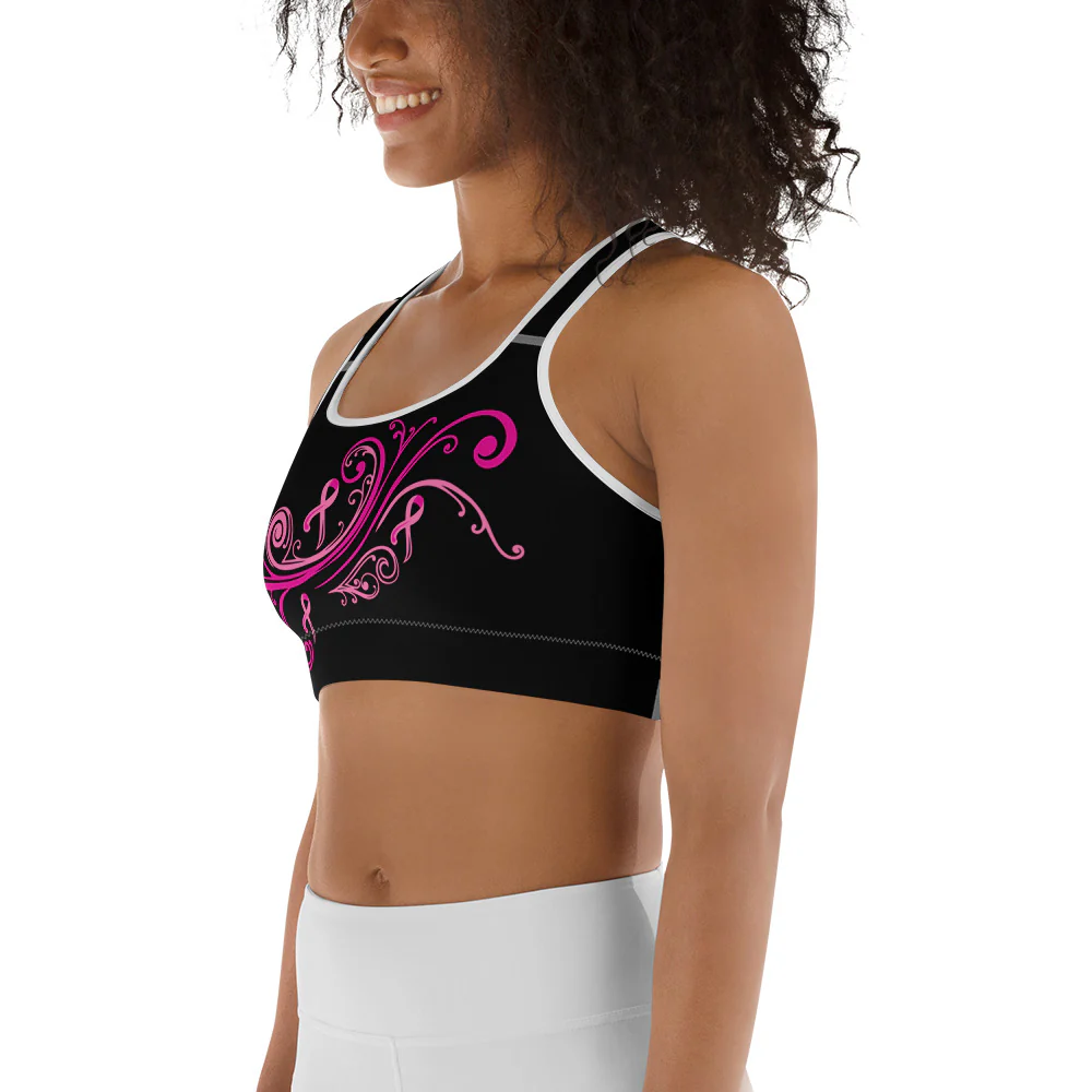 Pink Ribbon Swirl Sports Bra - Image 5