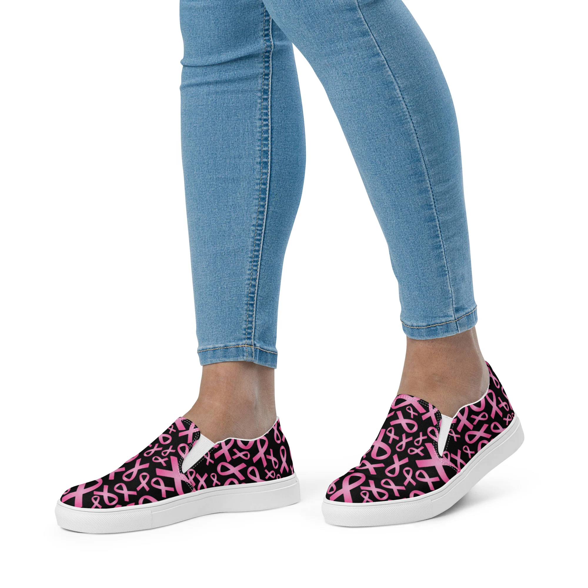 Pink Ribbons Slip On Canvas Shoes - Image 3