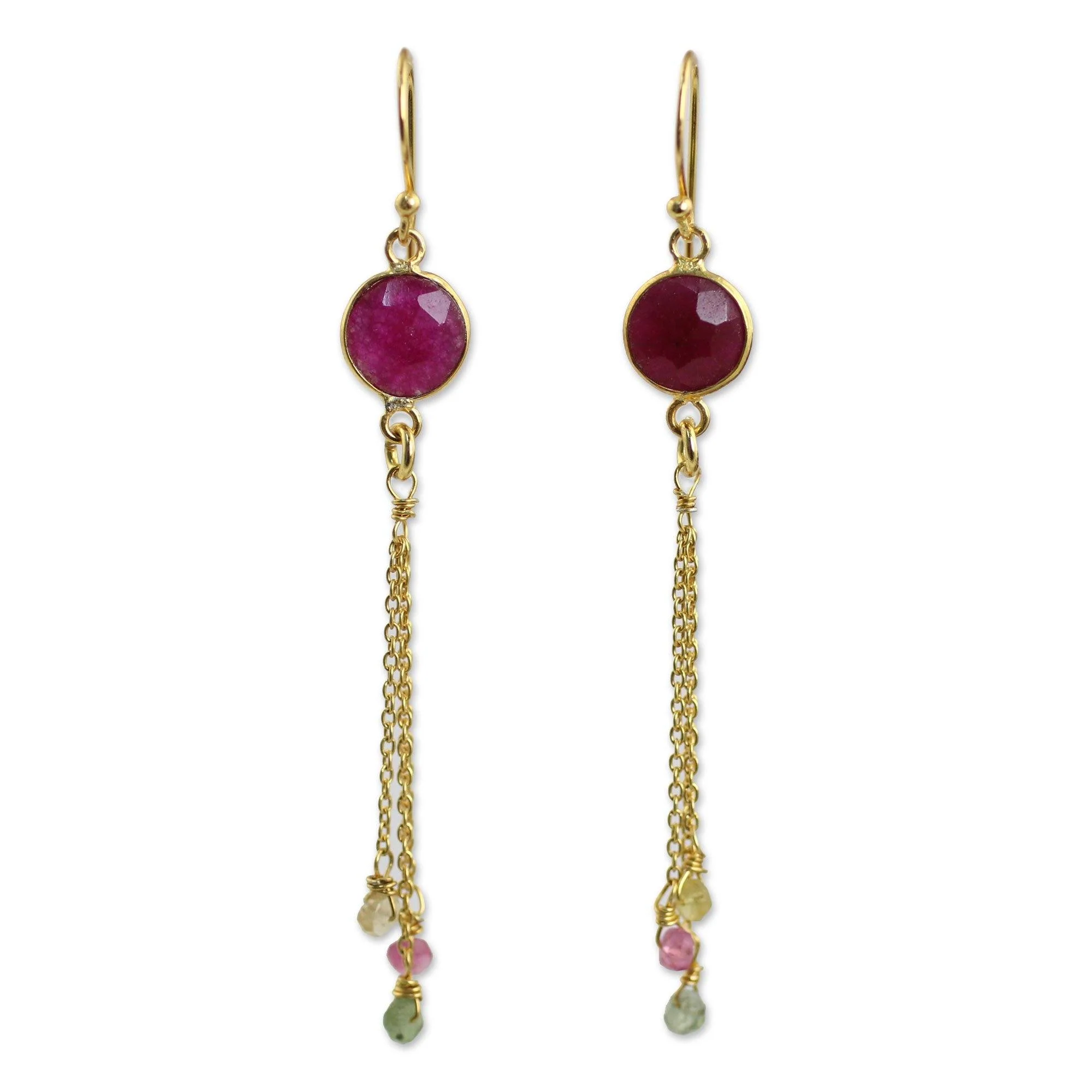Pink Sapphire Drop Earrings - Image 2