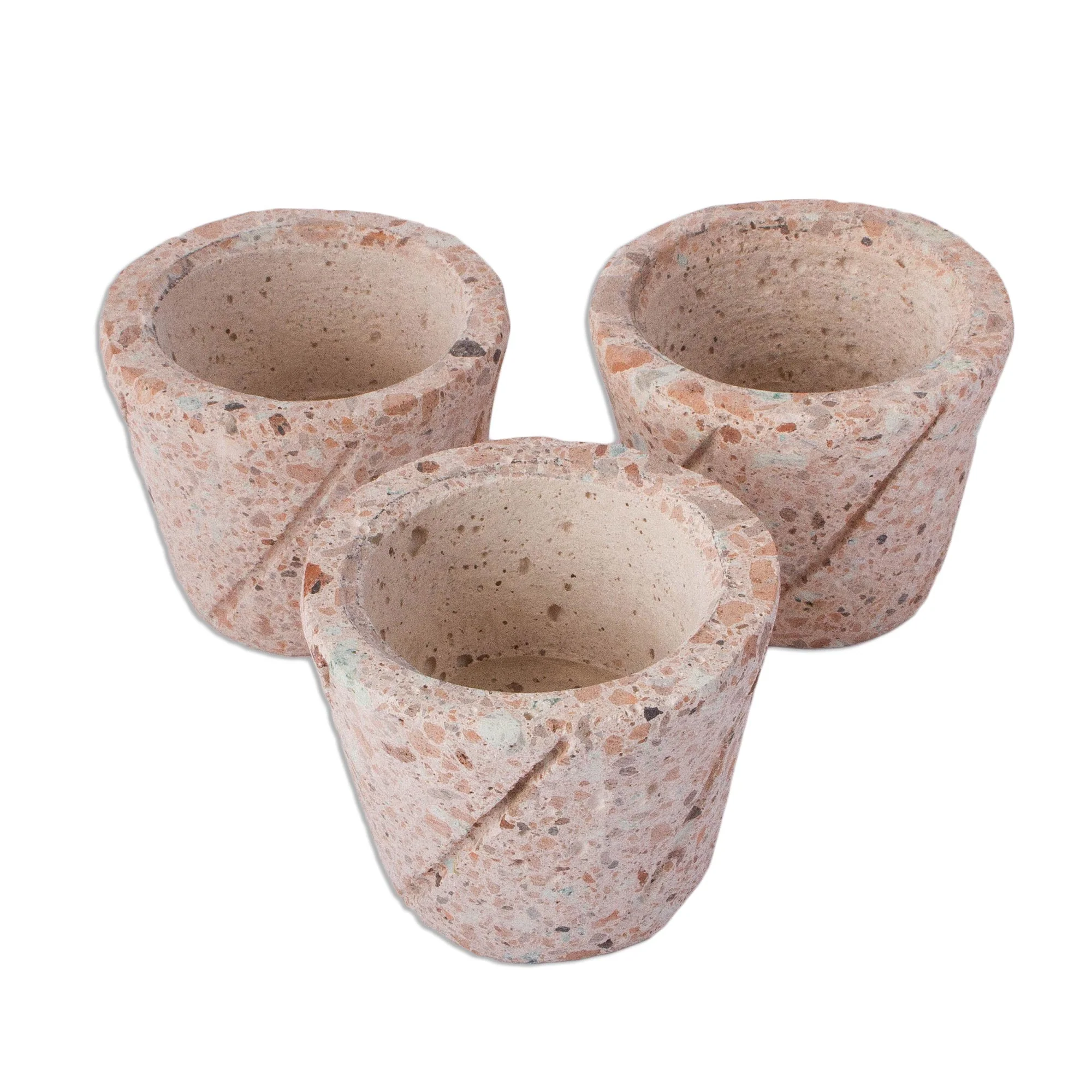 Plant Stripes Spiral Pattern Reclaimed Stone Flower Pots (Set of 3) - Image 2