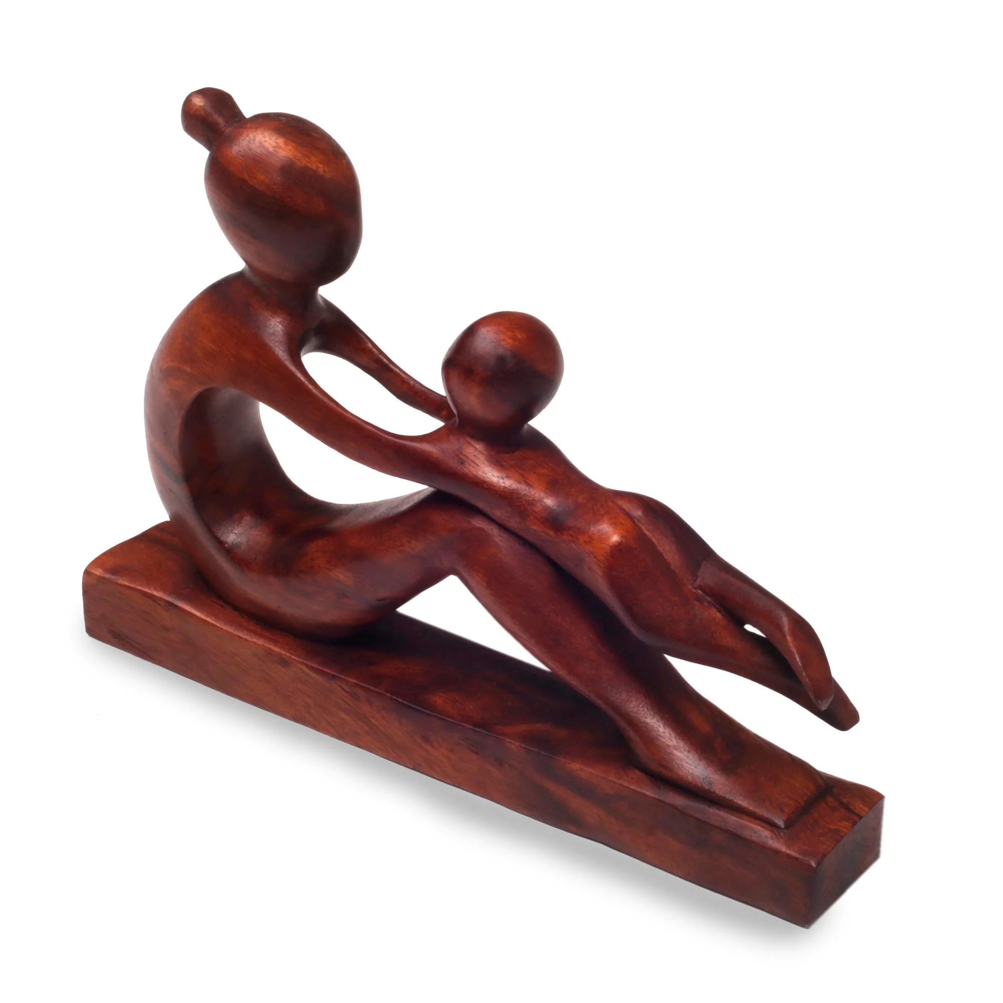 Playful Mother Wood Sculpture - Image 2