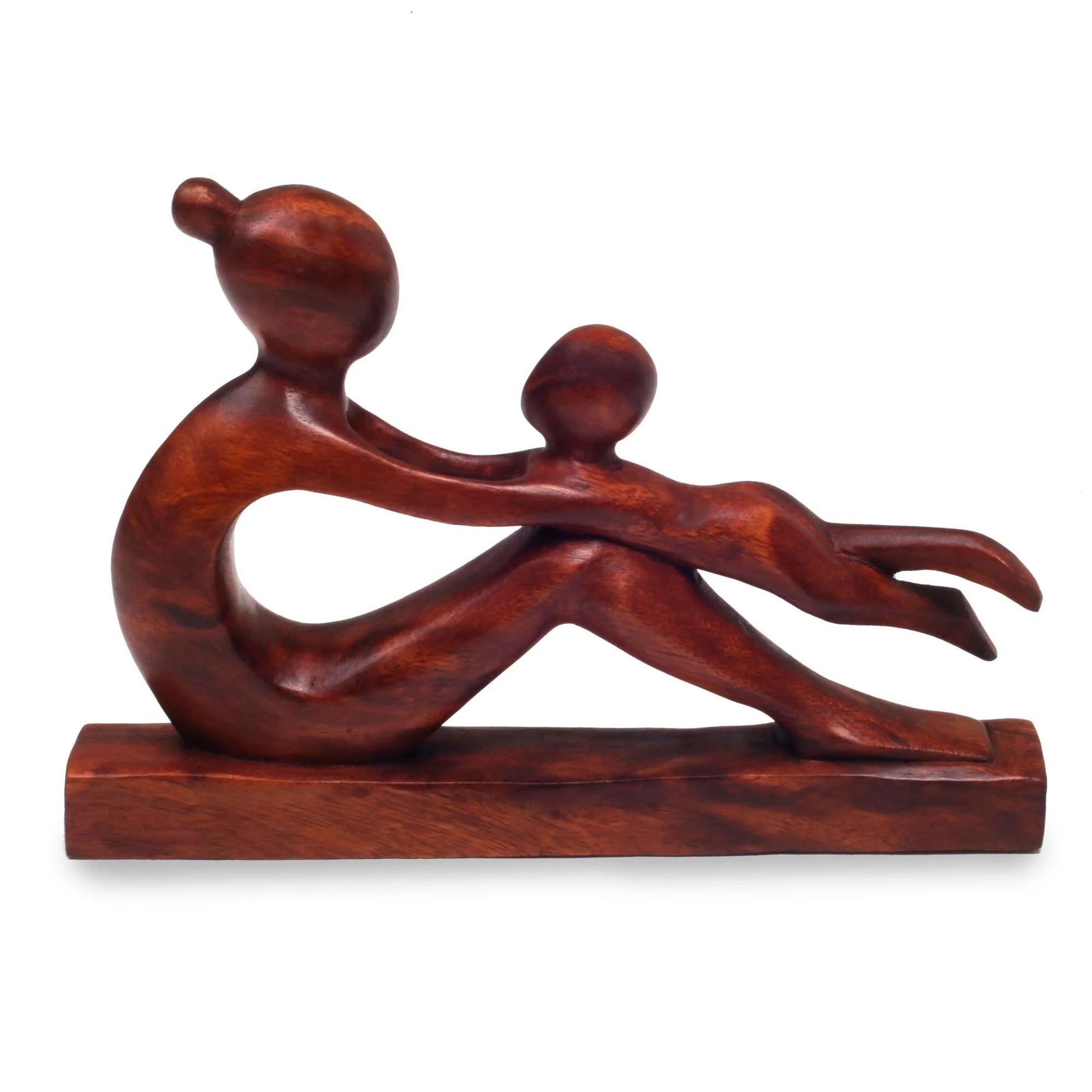 Playful Mother Wood Sculpture - Image 3