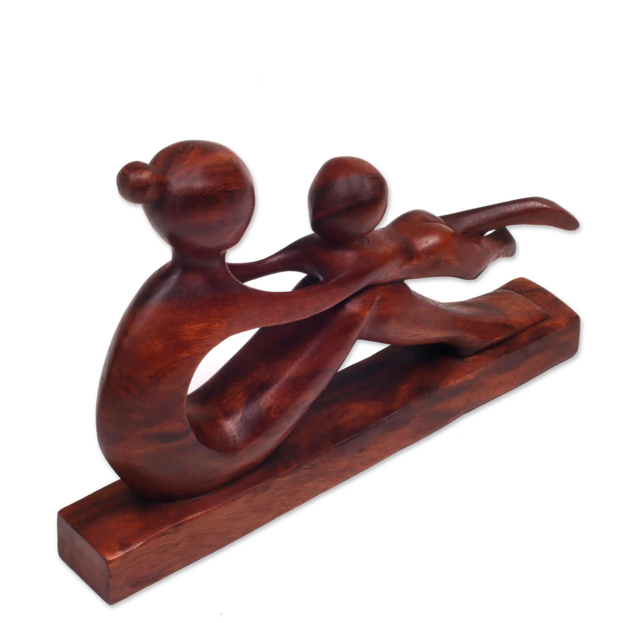 Playful Mother Wood Sculpture - Image 4