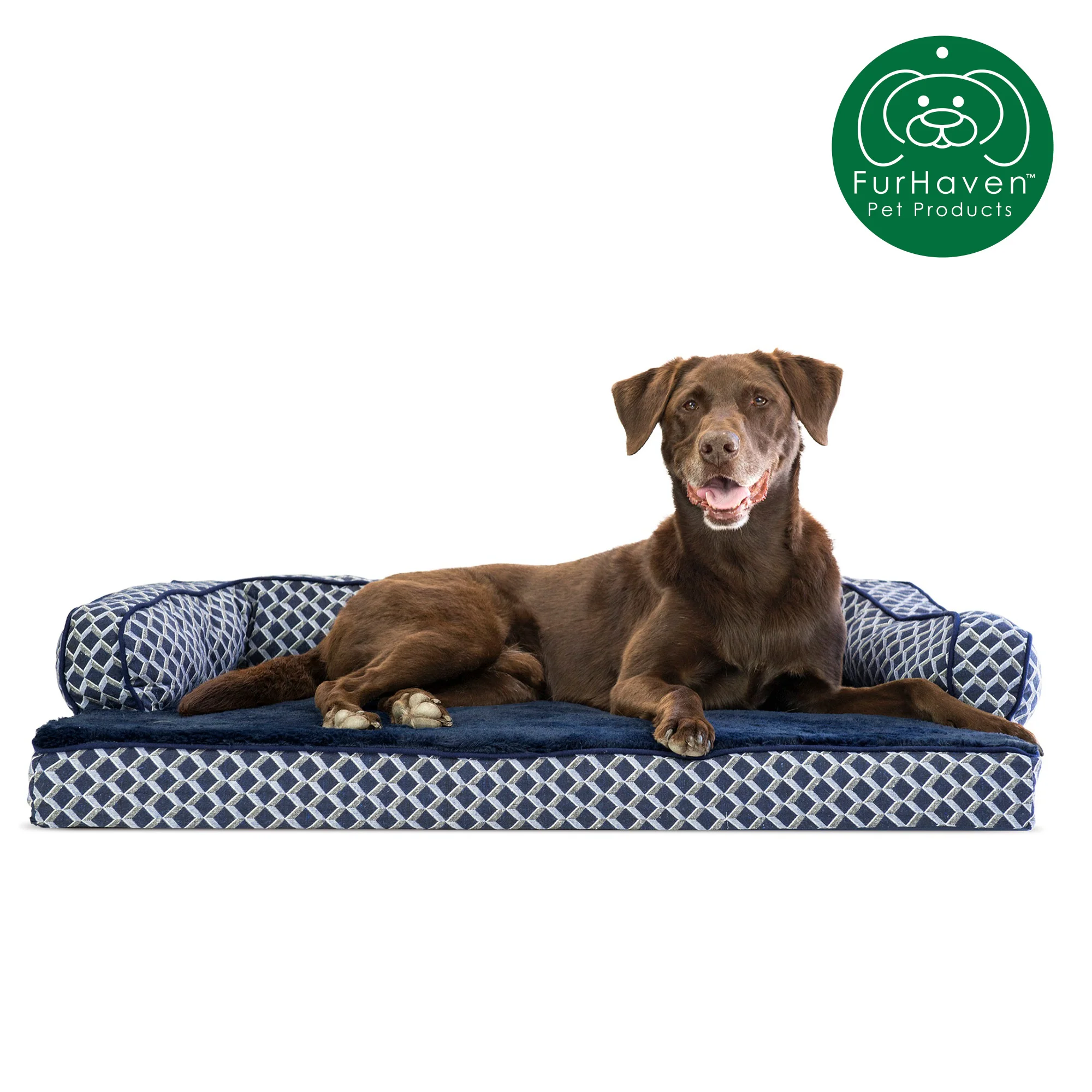 Plush & Patterned Comfy Couch Sofa-Style Pet Bed - Image 11