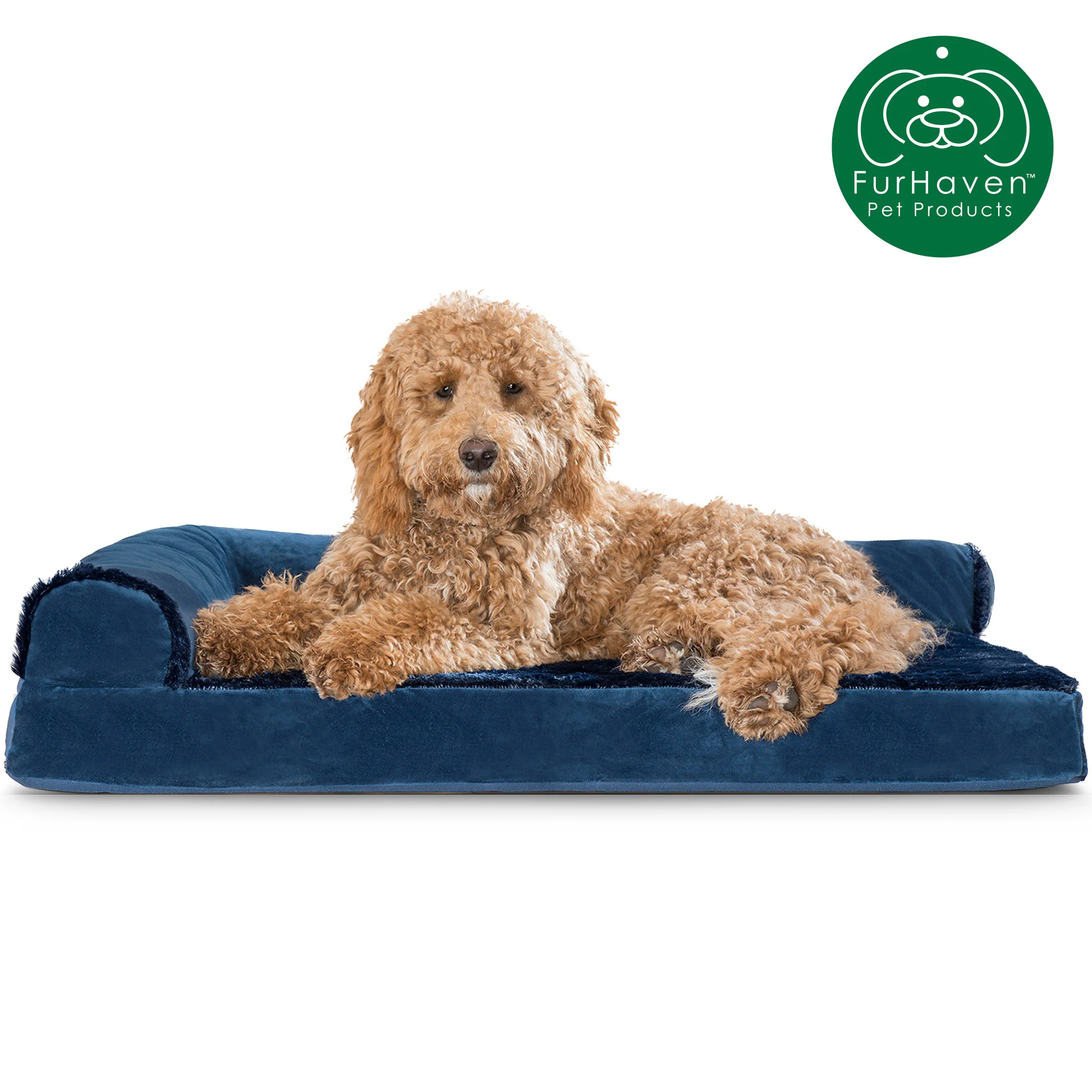 Plush & Velvet L-Shaped Chaise Couch Pet Bed - Image 11