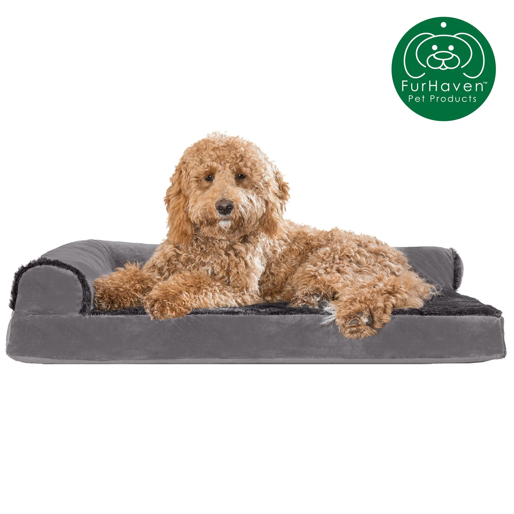 Plush & Velvet L-Shaped Chaise Couch Pet Bed - Image 16
