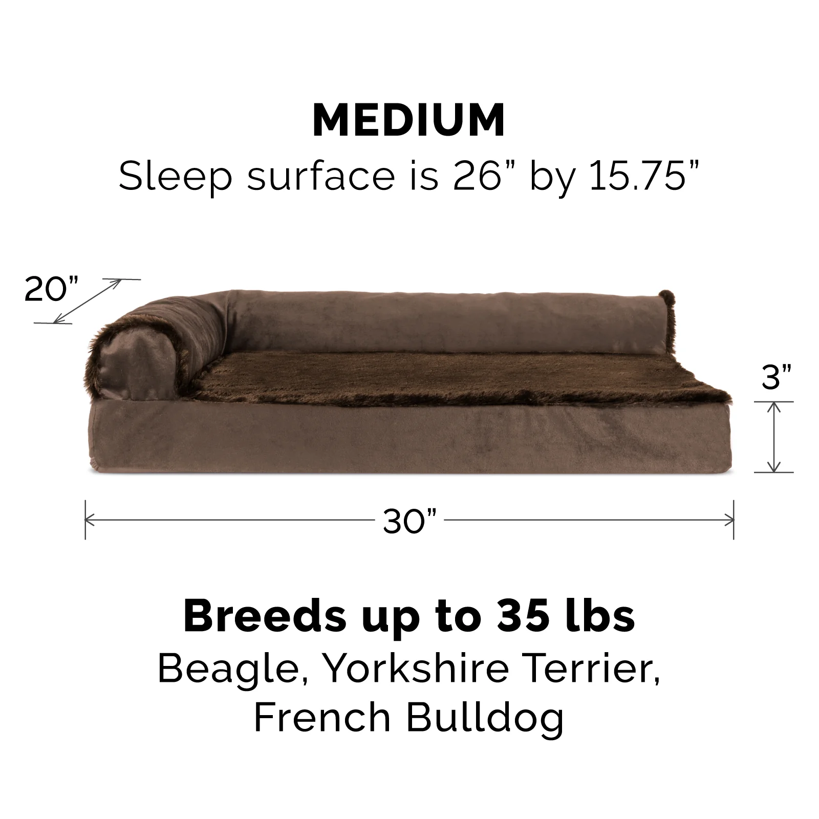 Plush & Velvet L-Shaped Chaise Couch Pet Bed - Image 2