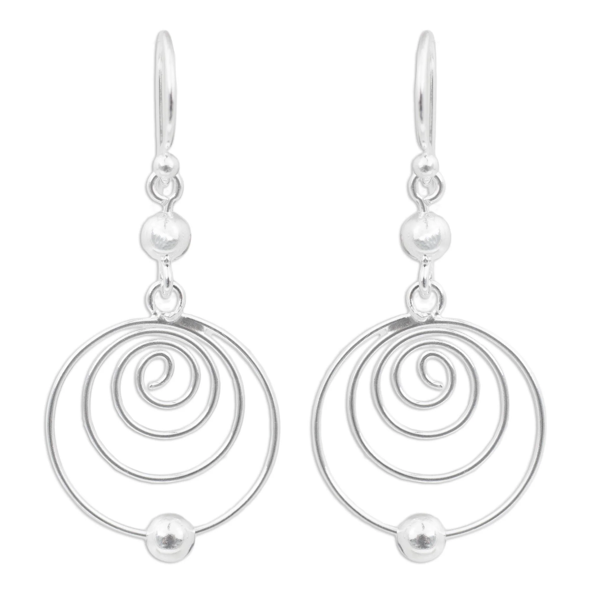 Point A Modern Sterling Silver Dangle Earrings with Spiral Motif - Image 2