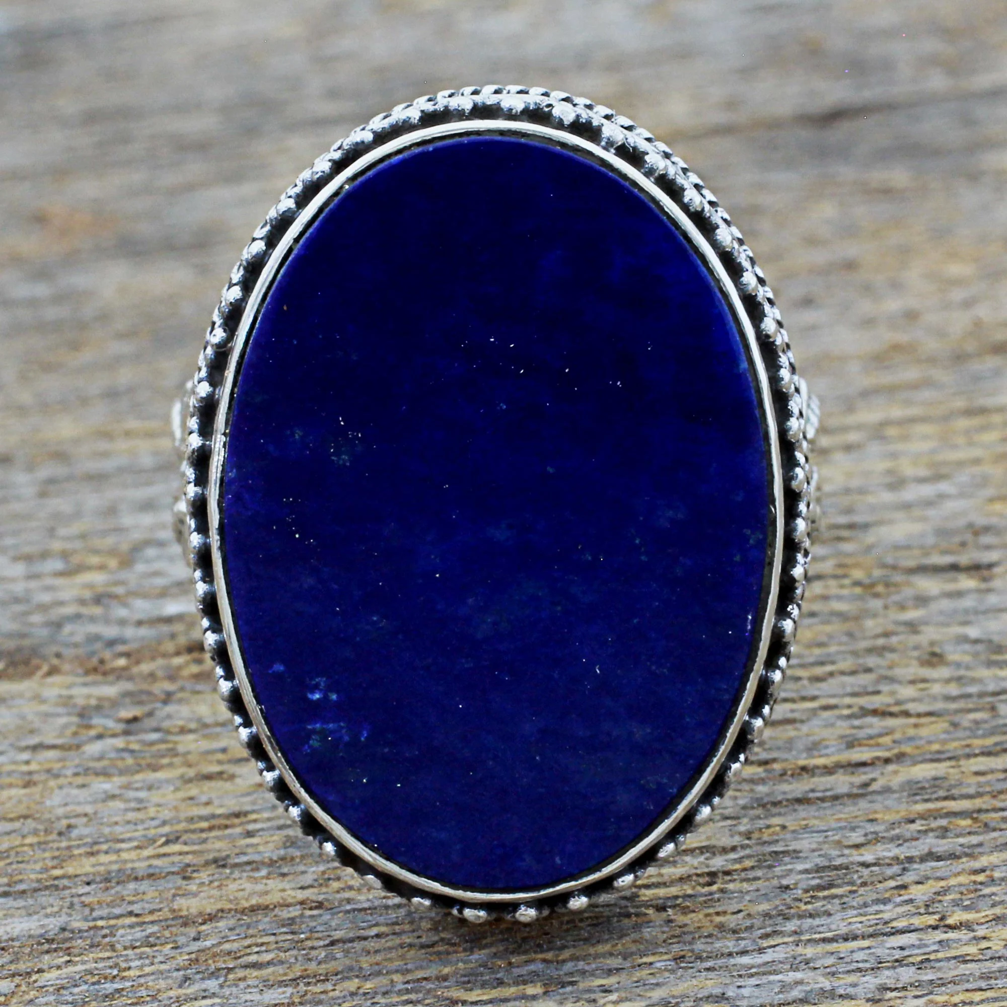 Pool of Memories Lapis Lazuli & Silver Cocktail Ring - Image 3