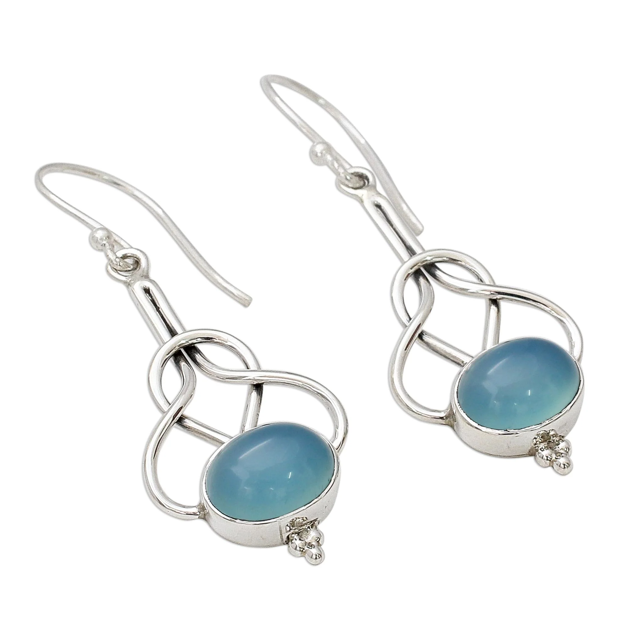 Positive Path Chalcedony Silver Dangle Earrings - Image 3