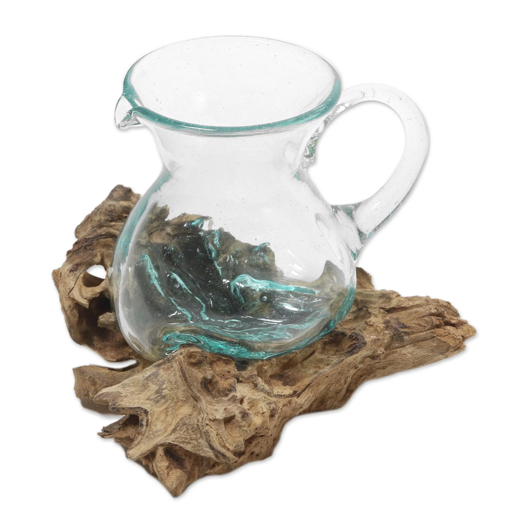 Poured Hand Blown Glass and Wood Sculpture - Image 2