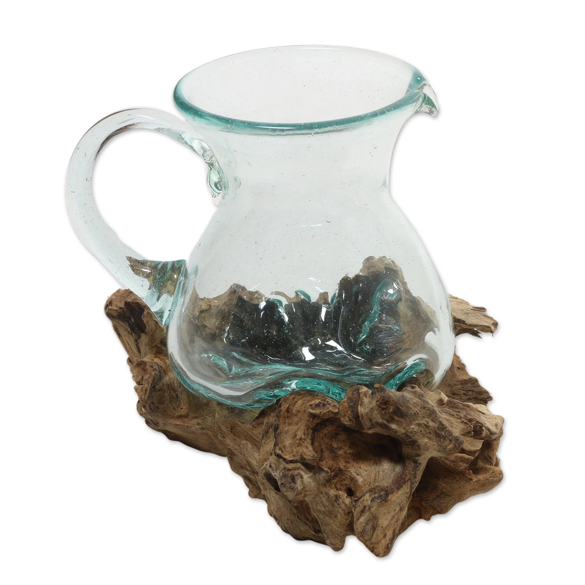 Poured Hand Blown Glass and Wood Sculpture - Image 3
