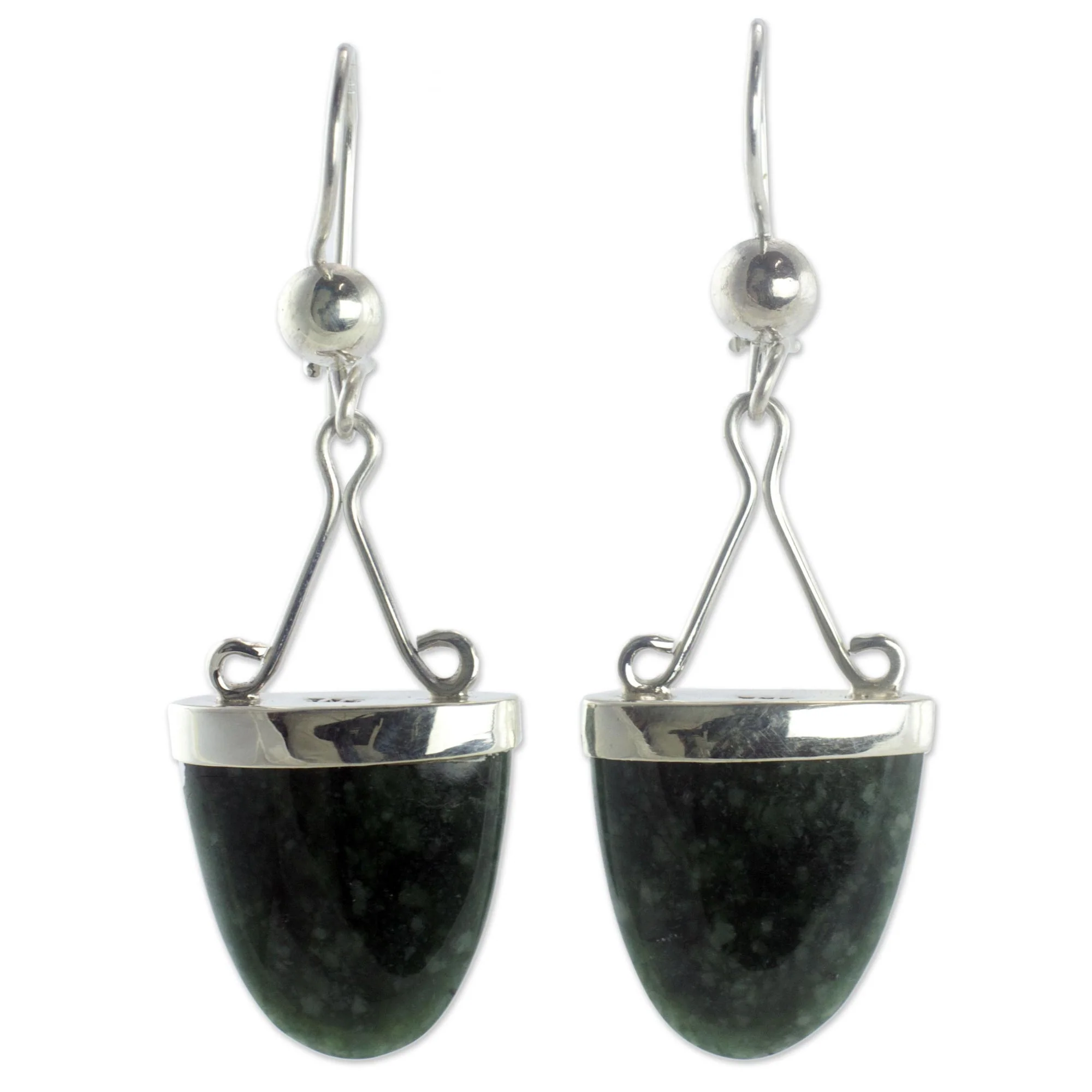 Power of Life Artisan Crafted Jade and Sterling Silver Earrings - Image 2