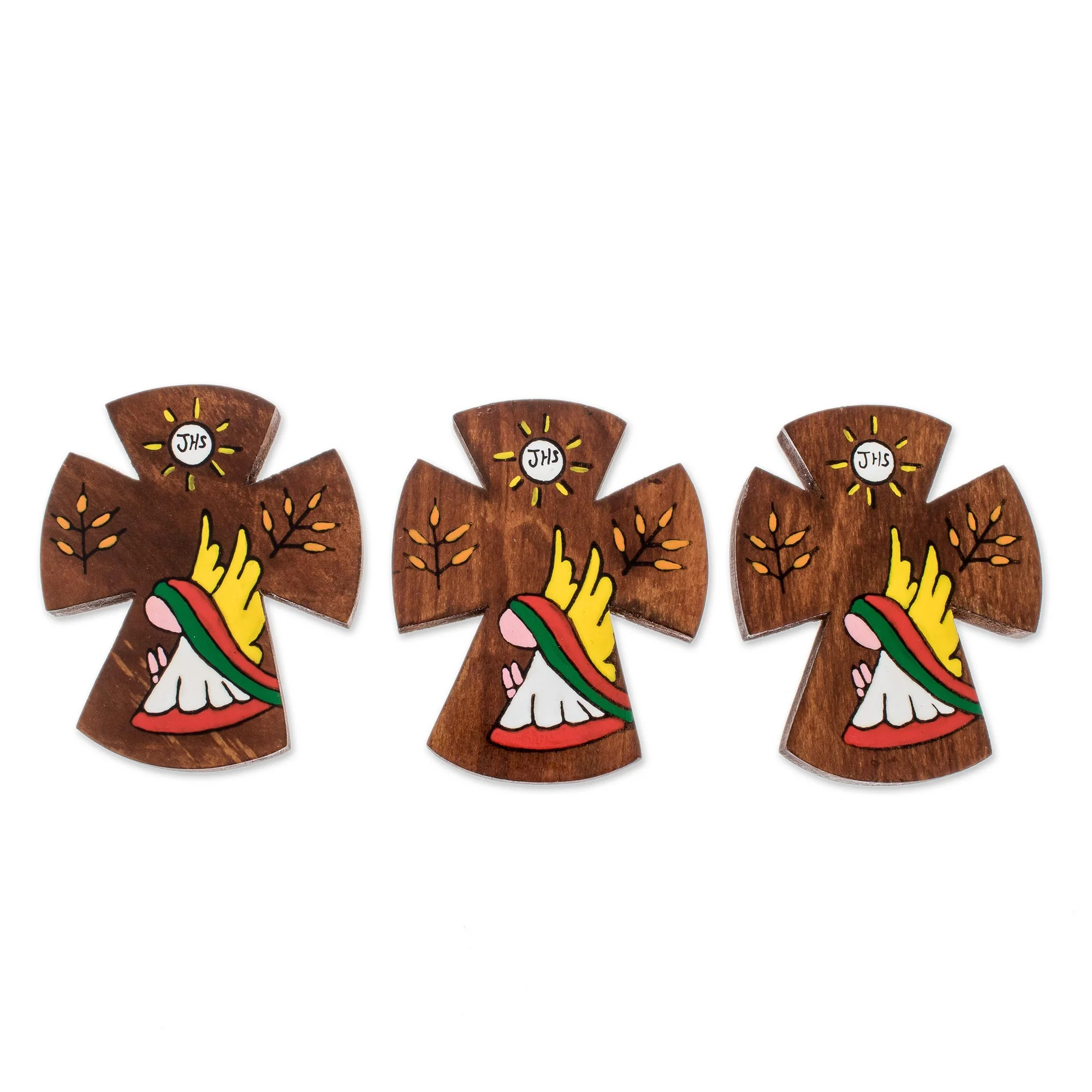 Prayer of Love Pinewood Wall Crosses from El Salvador (Set of 3) - Image 2