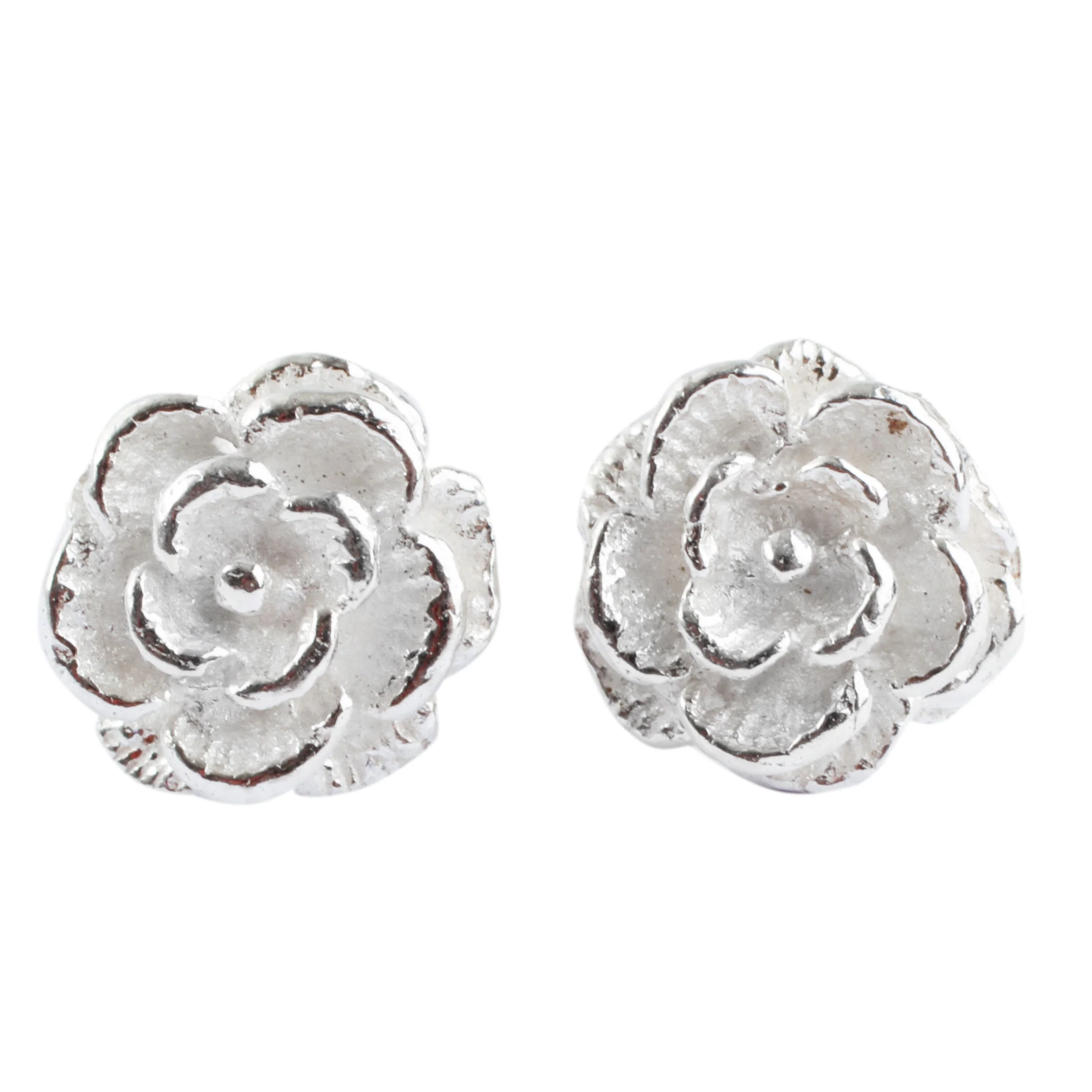 Precious Gardenia Handcrafted Sterling Silver Flower Earrings from Peru - Image 2