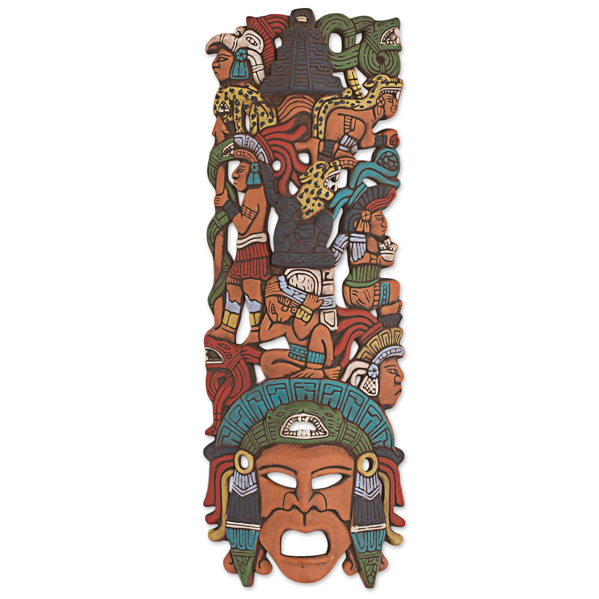Prehispanic History Hand Painted Ceramic Mayan Mask from Mexico - Image 2