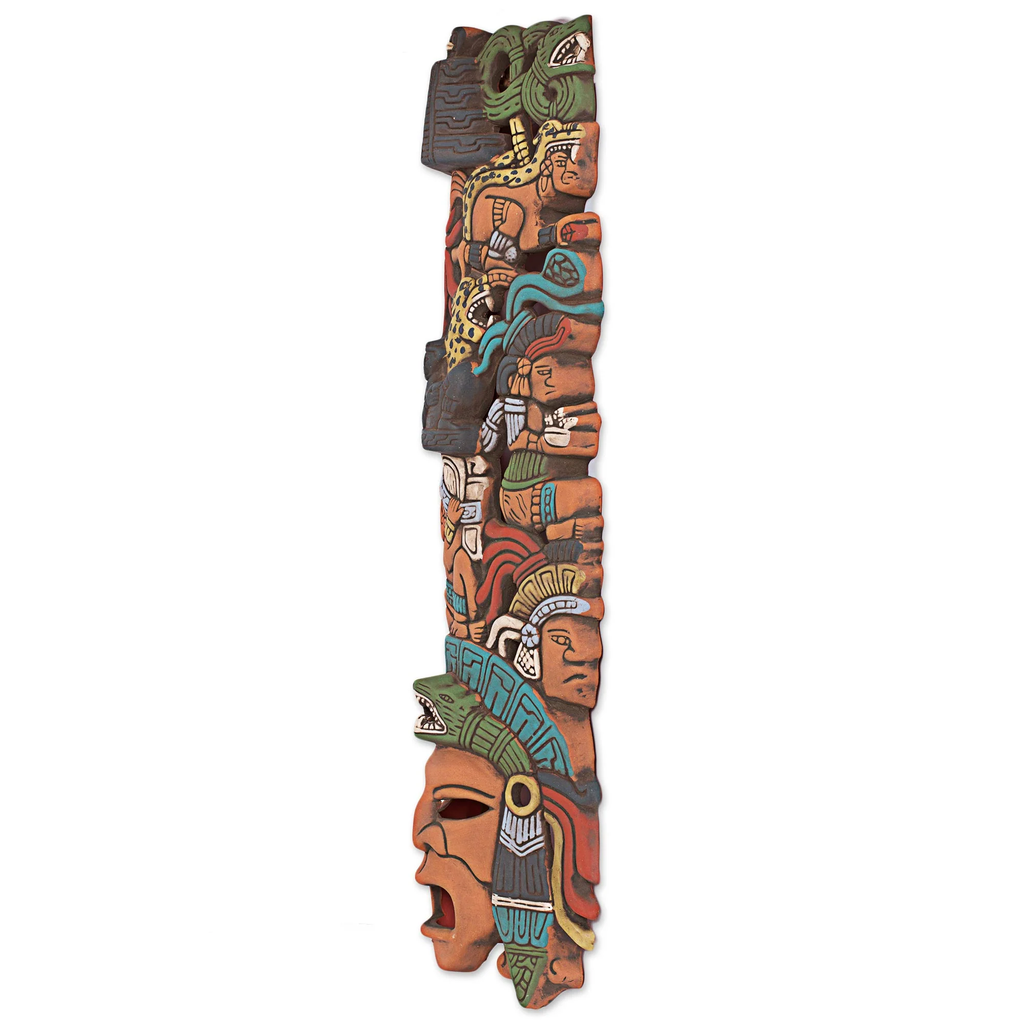 Prehispanic History Hand Painted Ceramic Mayan Mask from Mexico - Image 3