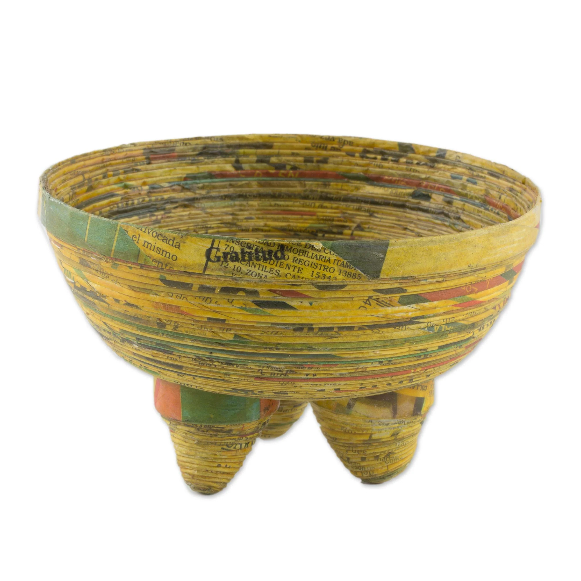 Pretty Benediction Handmade Recycled Paper Decorative Bowl from Guatemala - Image 3