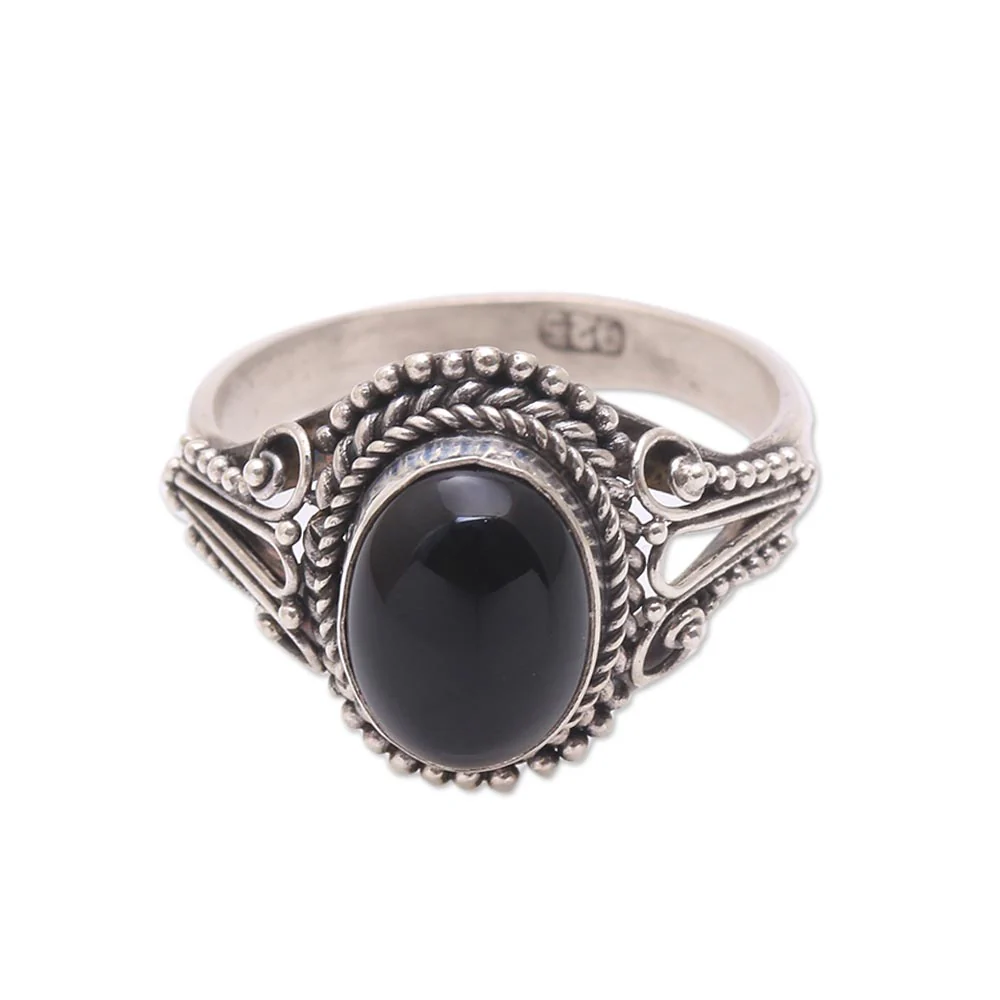 Princess Gem Handmade Onyx Single-Stone Ring from Bali - Image 2
