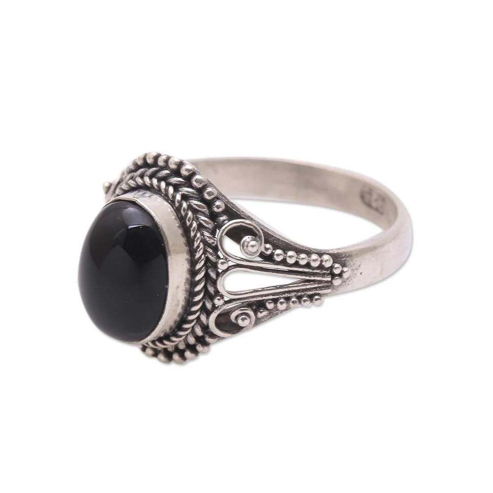 Princess Gem Handmade Onyx Single-Stone Ring from Bali - Image 5