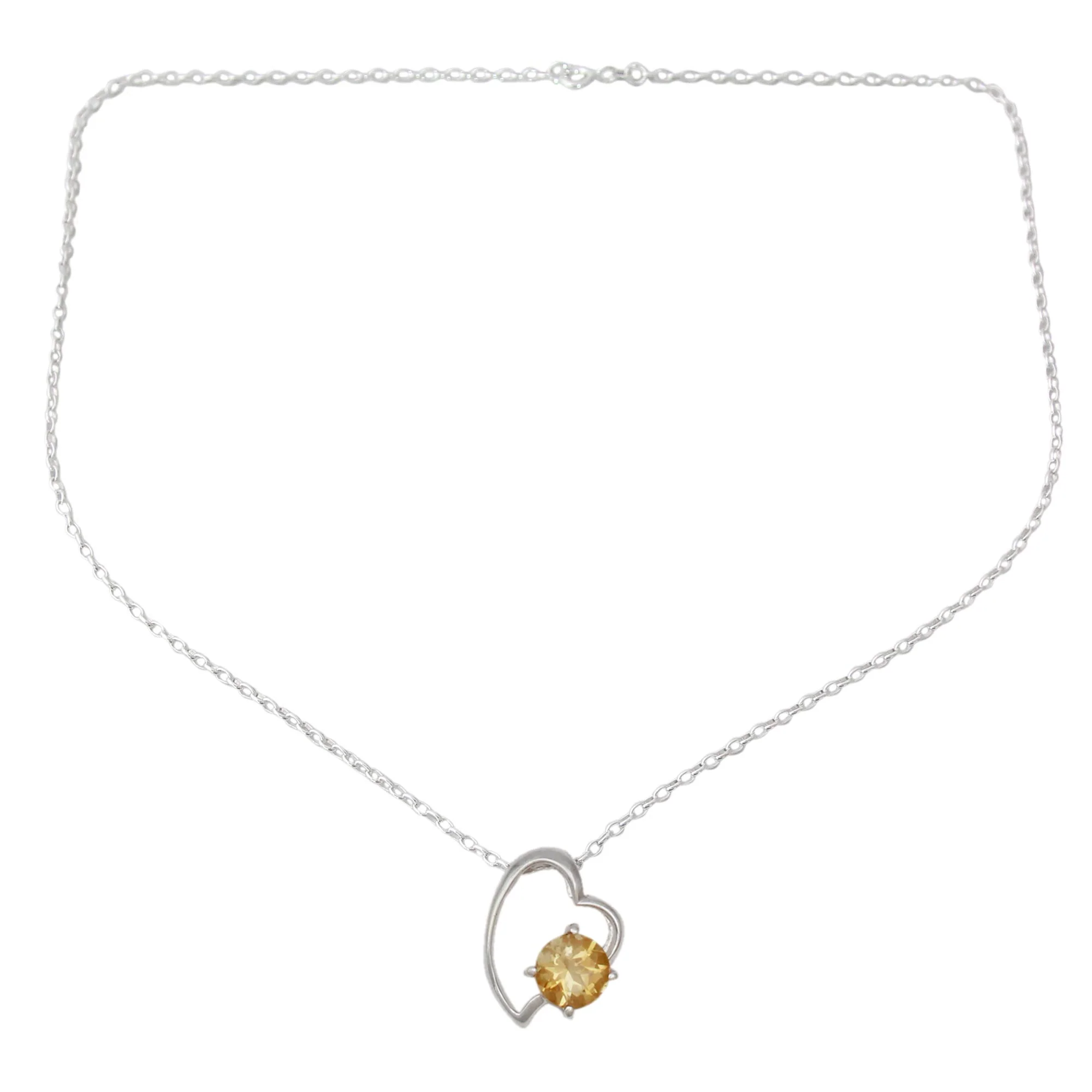 Promise of Love Indian Heart Jewelry Sterling Silver and Citrine Necklace - Image 2