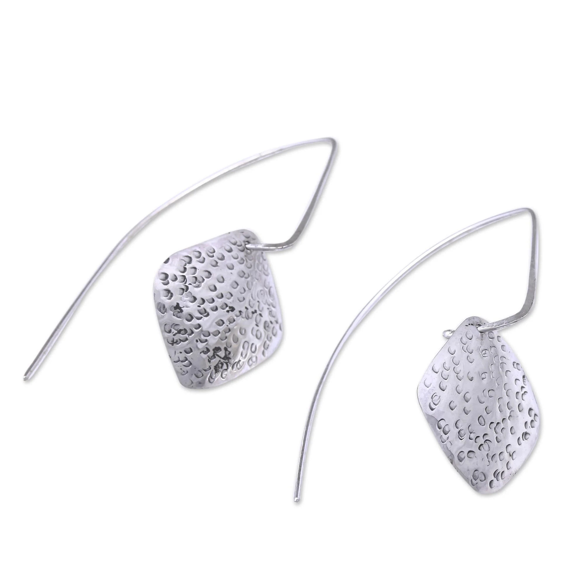 Protected Modern Sterling Silver Dangle Earrings from Bali - Image 2