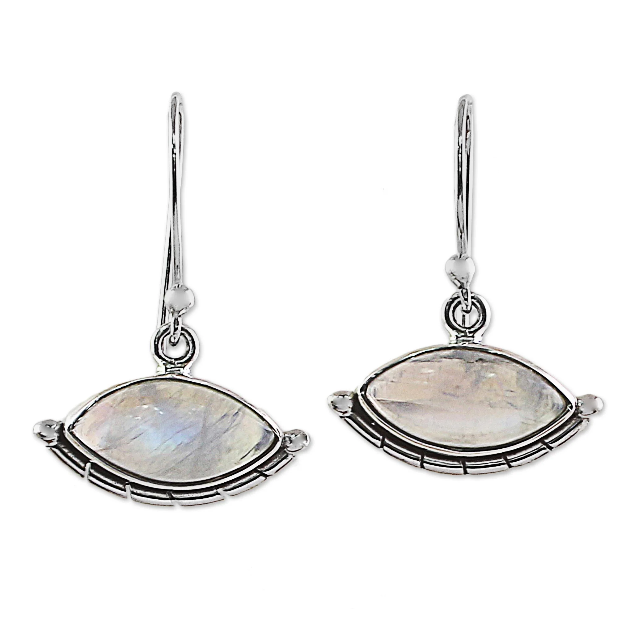 Protective Eyes Rainbow Moonstone Dangle Earrings - Image 2