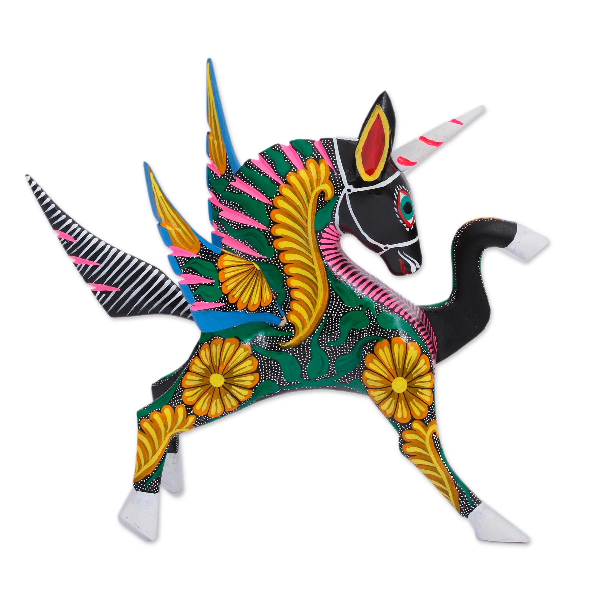 Proud Pegasus Handcrafted Wood Alebrije Pegasus Sculpture from Peru - Image 2