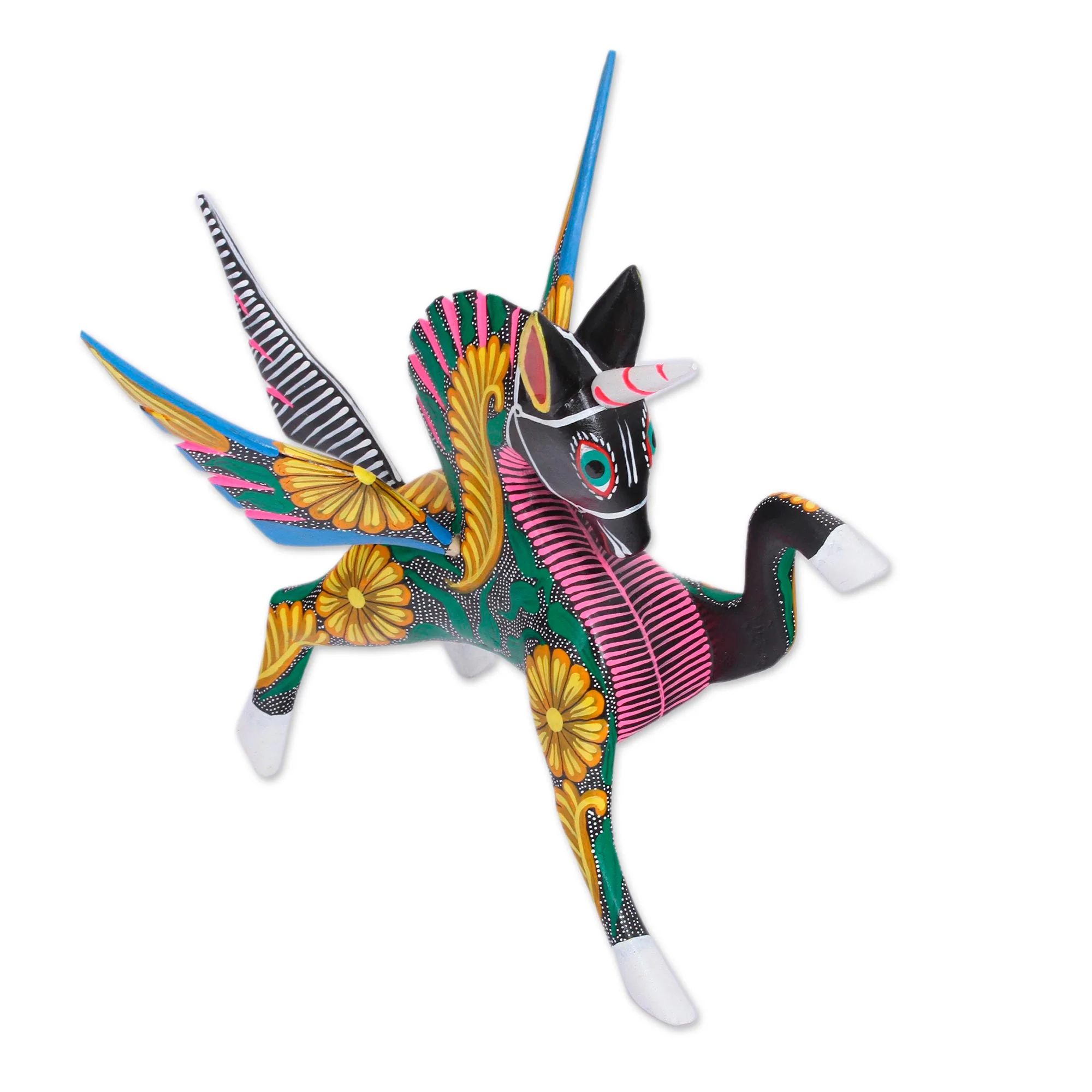 Proud Pegasus Handcrafted Wood Alebrije Pegasus Sculpture from Peru - Image 3
